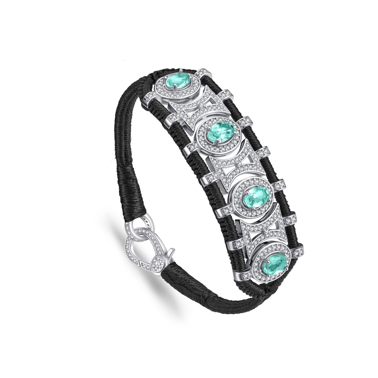 Olinda black bracelet - Emeralds