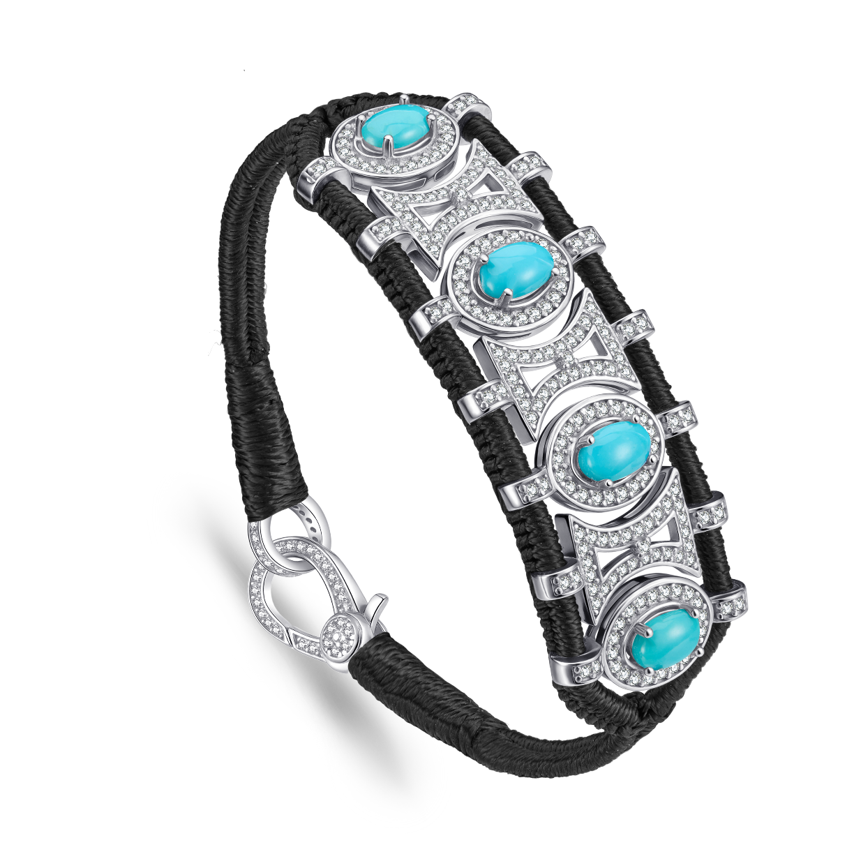Bracelet Olinda noir - turquoises