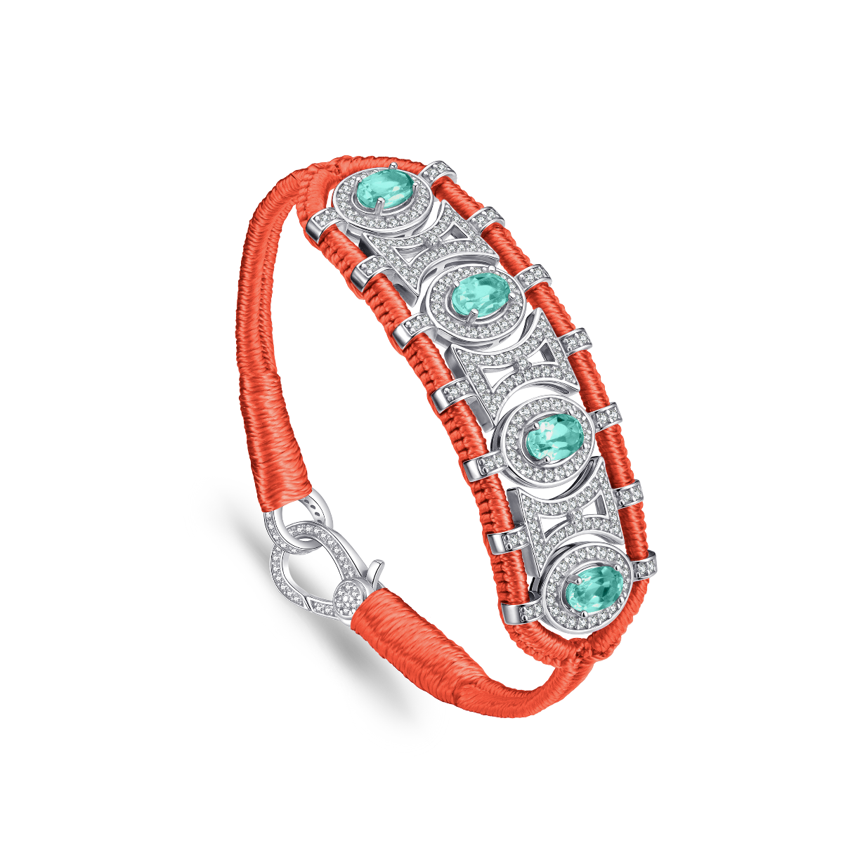 Bracelet Olinda salmon - émeraudes