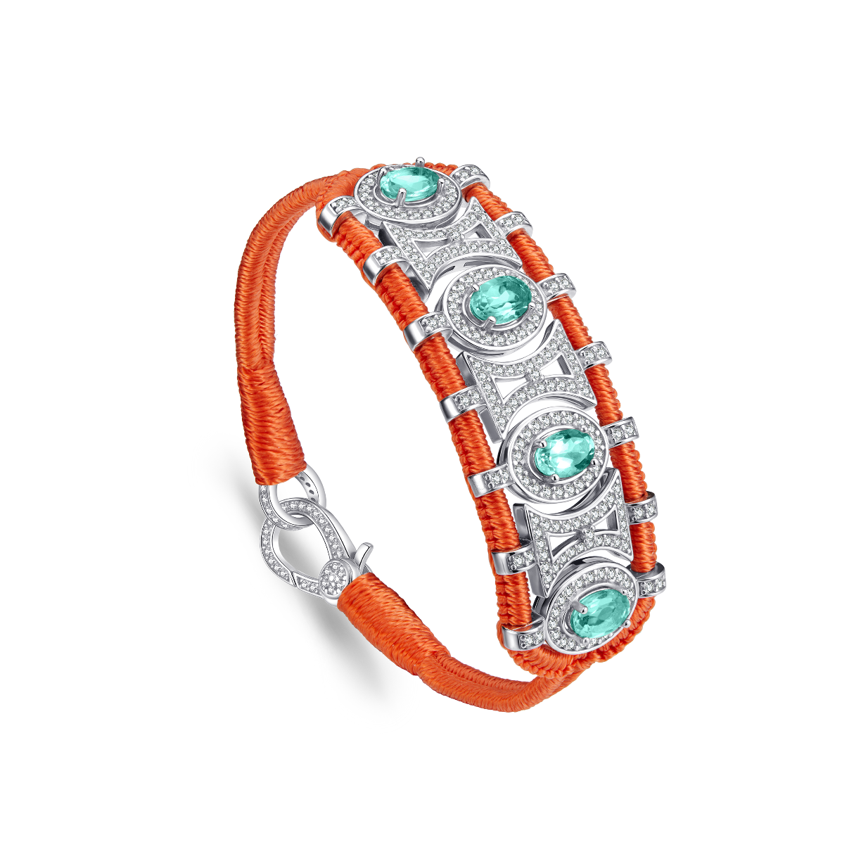 Bracelet Olinda orange - émeraudes