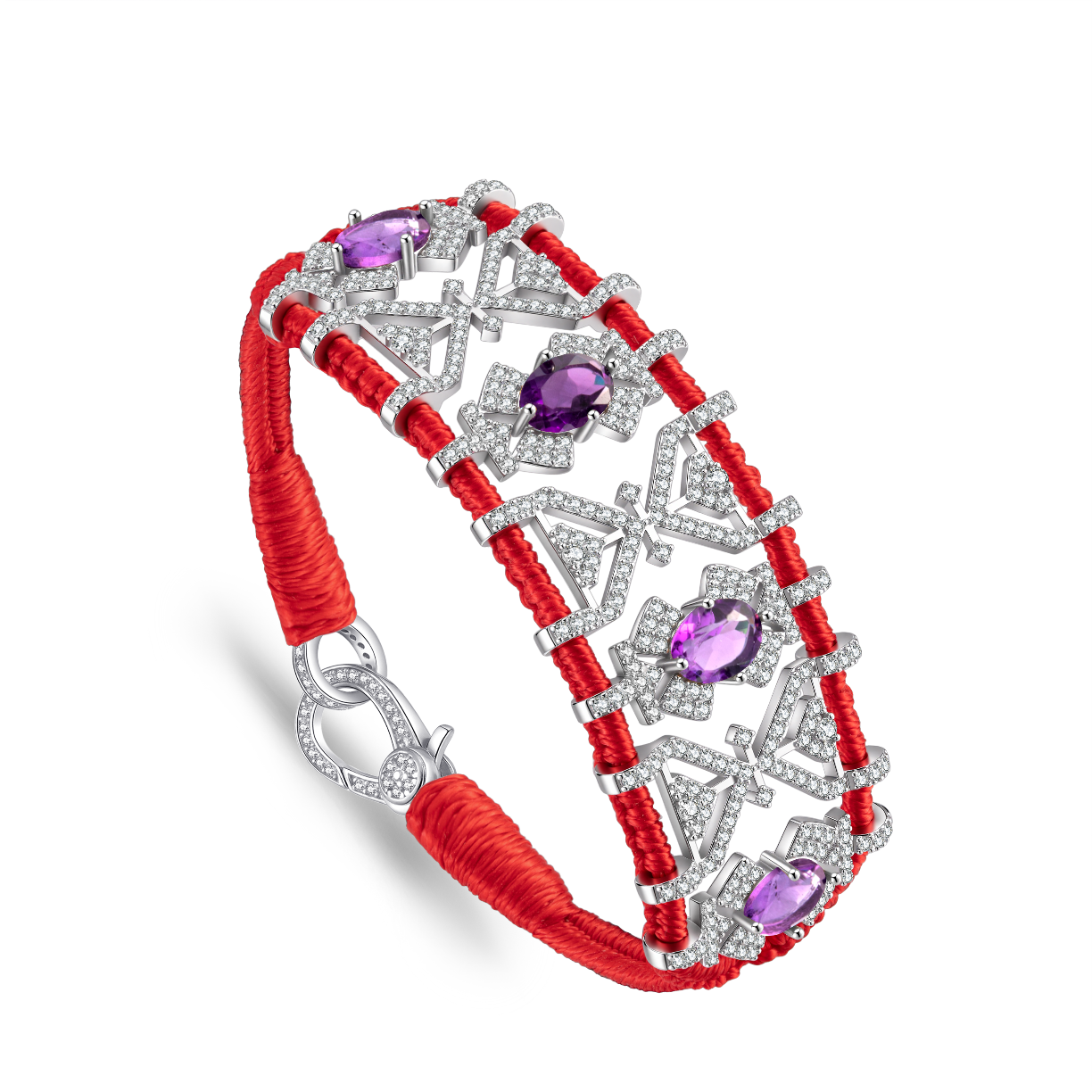 Bracelet Fortalezza Red - Amethysts
