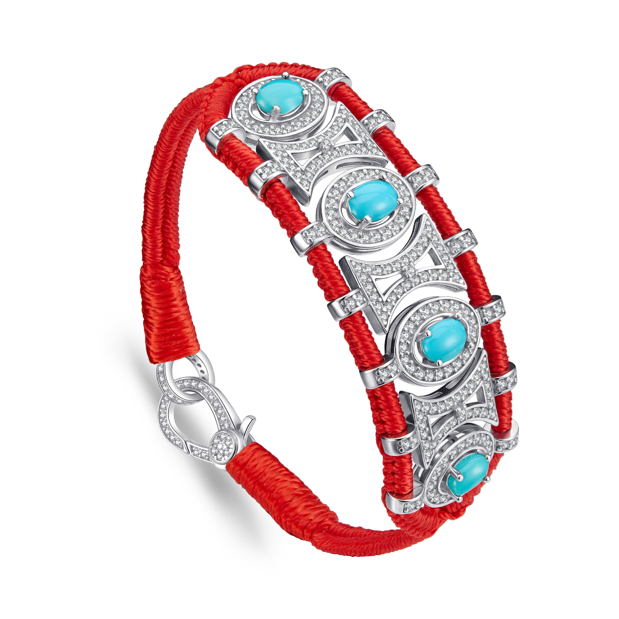 Bracelet Olinda rouge - turquoises