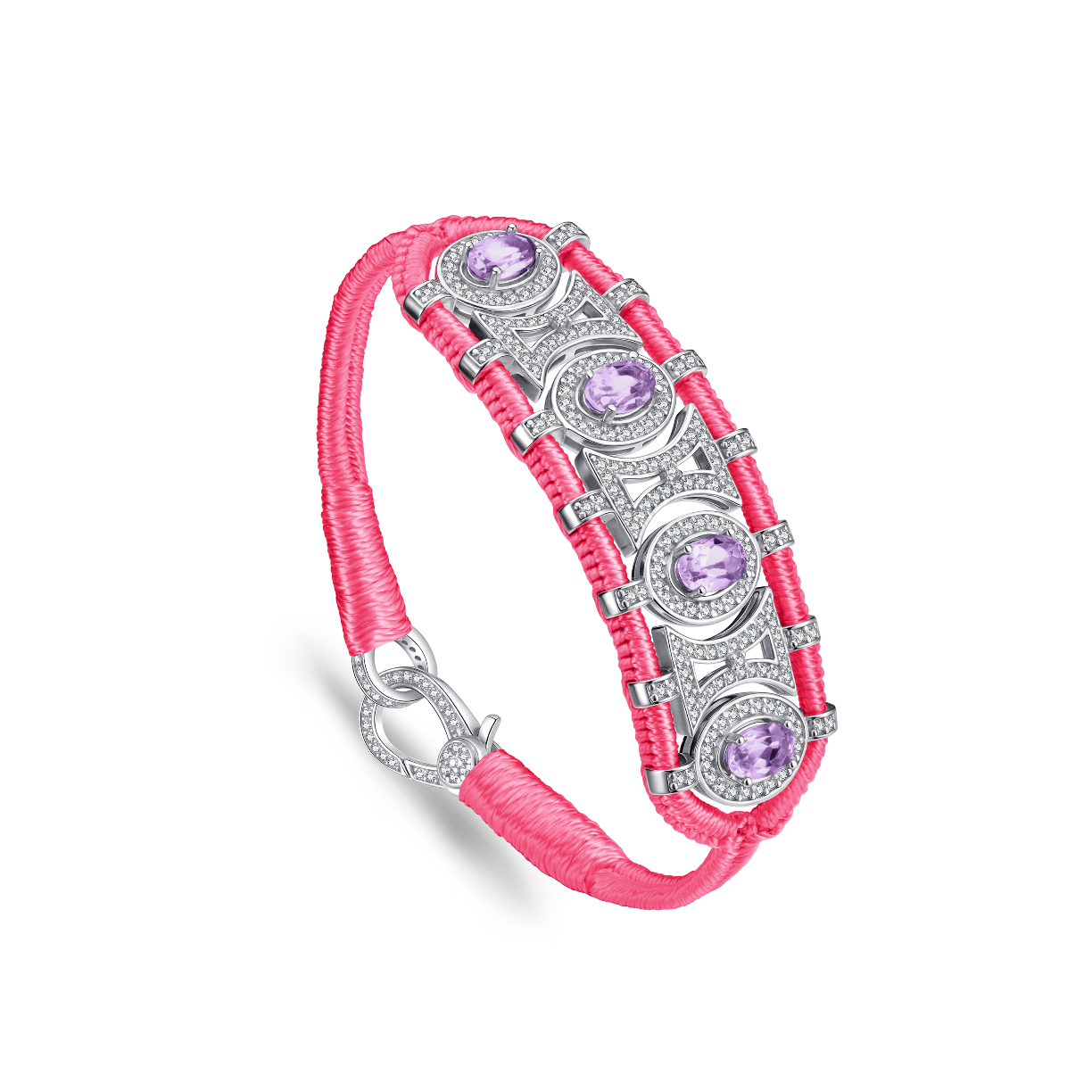 Bracelet Olinda rose fluo - Améthystes