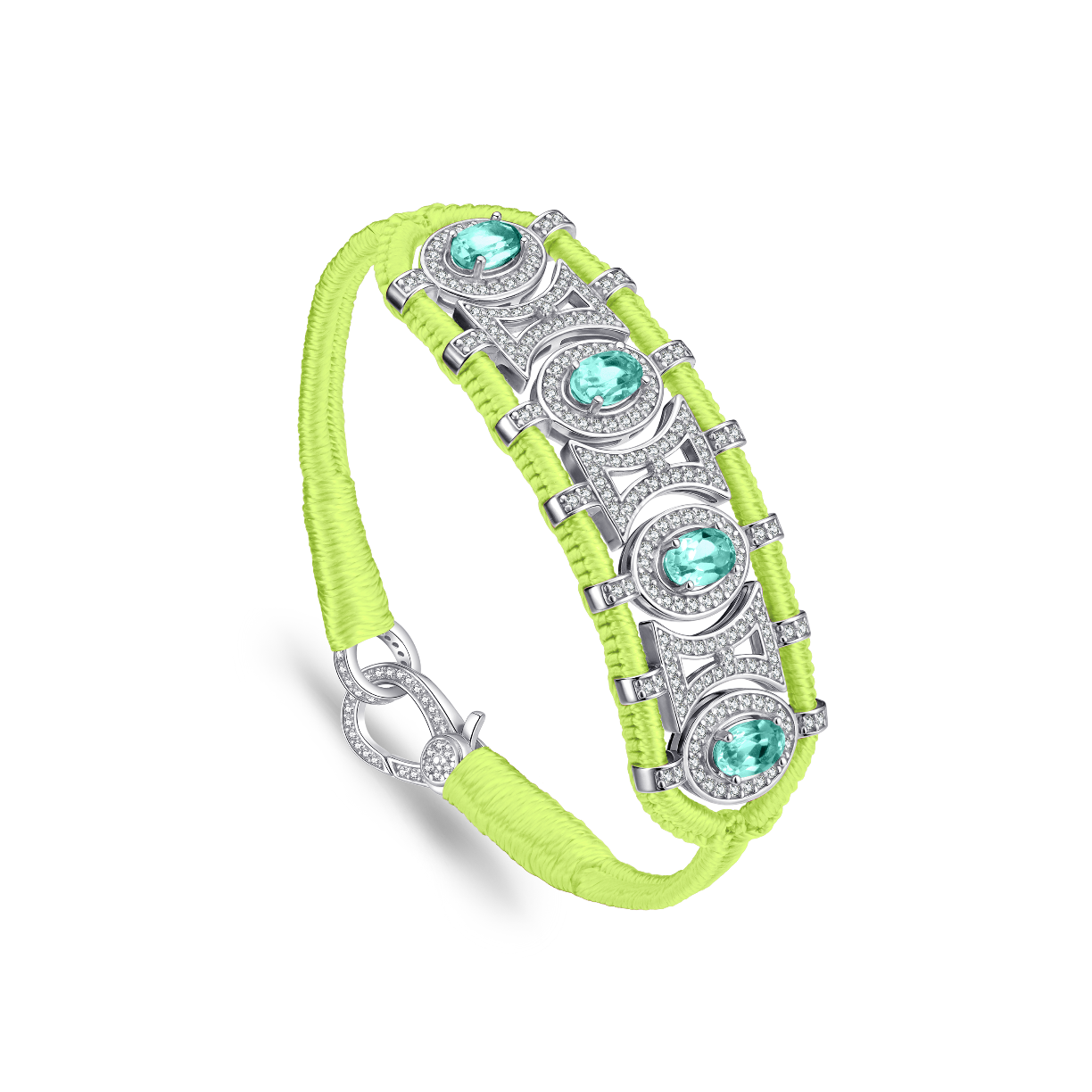 Olinda neon-yellow bracelet - Emeralds