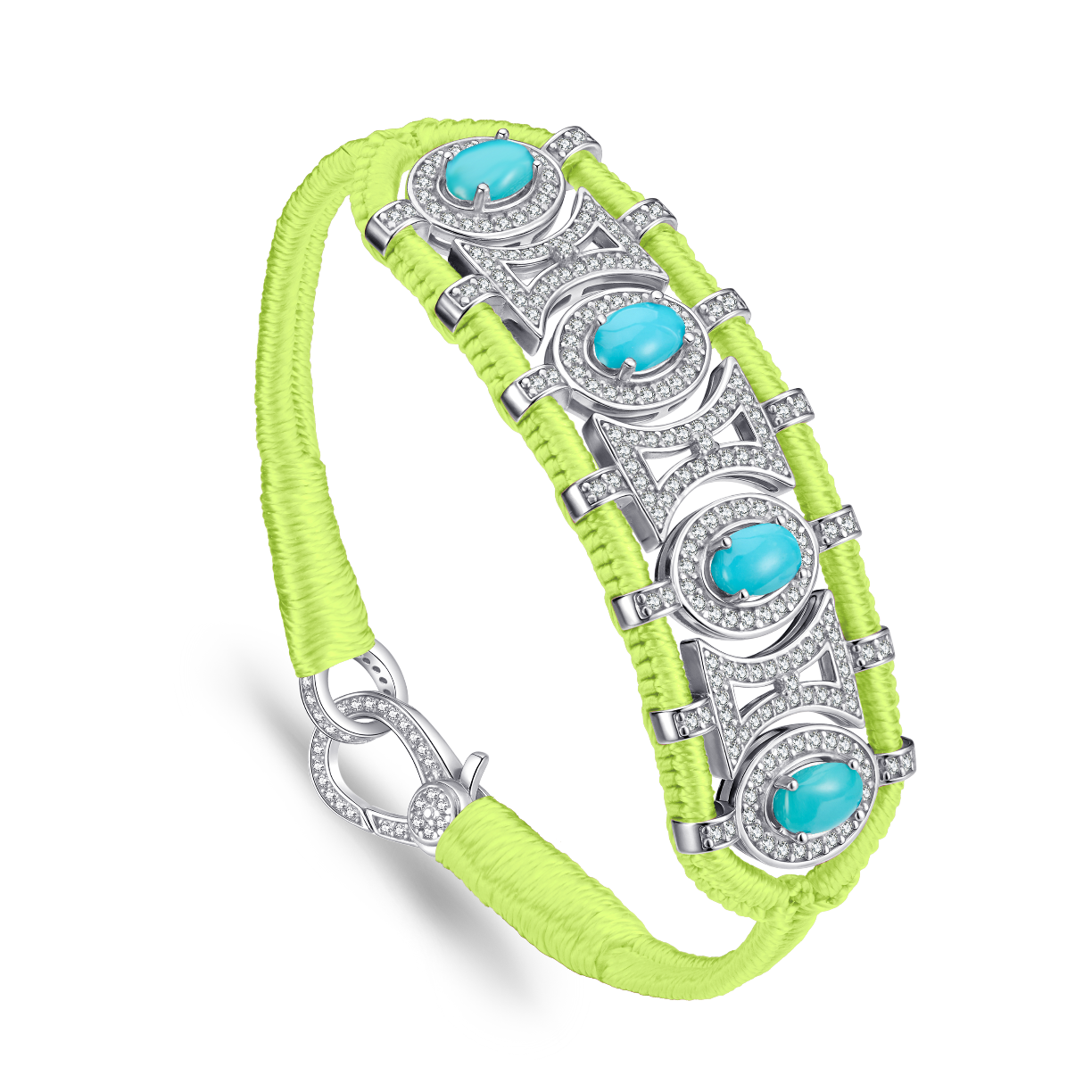 Olinda neon-yellow bracelet - turquoises