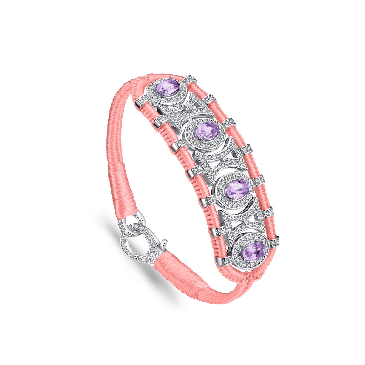Olinda neon-coral bracelet - Amethysts