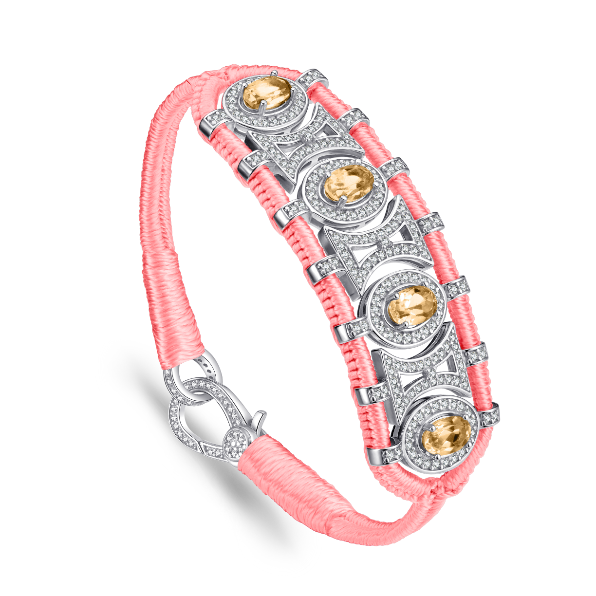 Olinda neon-coral bracelet - Citrines