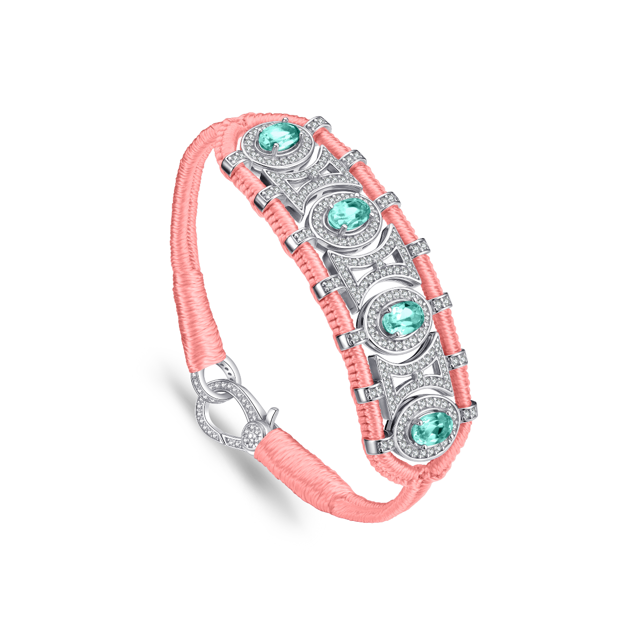 Olinda neon-coral bracelet - Emeralds