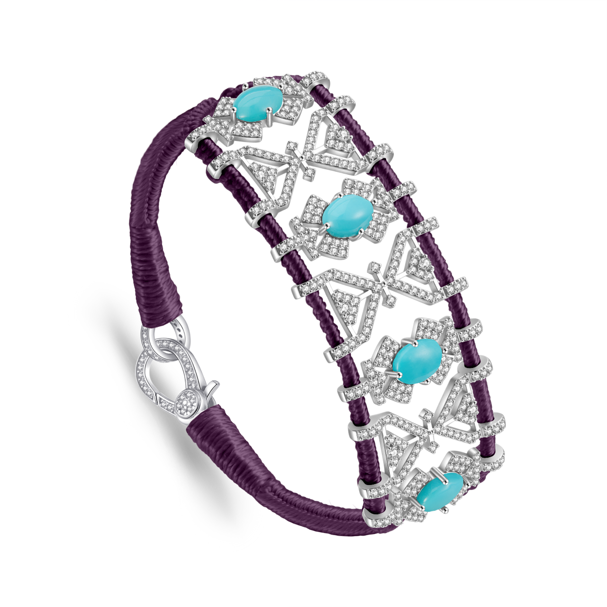 Bracelet Fortalezza Eggplant - Turquoises