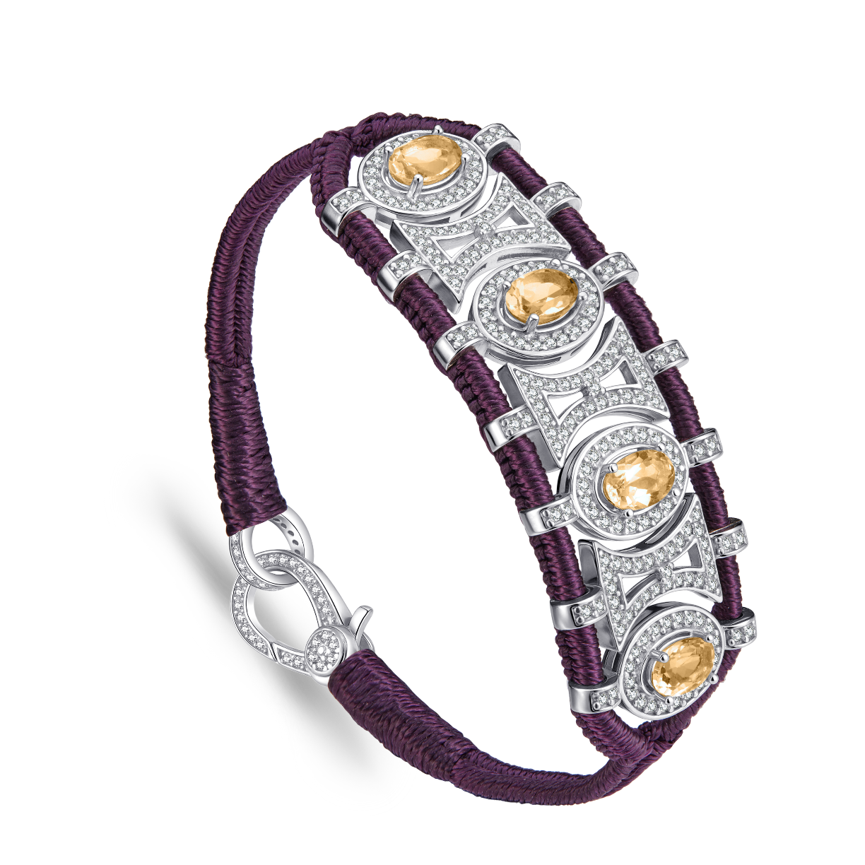 Olinda eggplant bracelet - Citrines