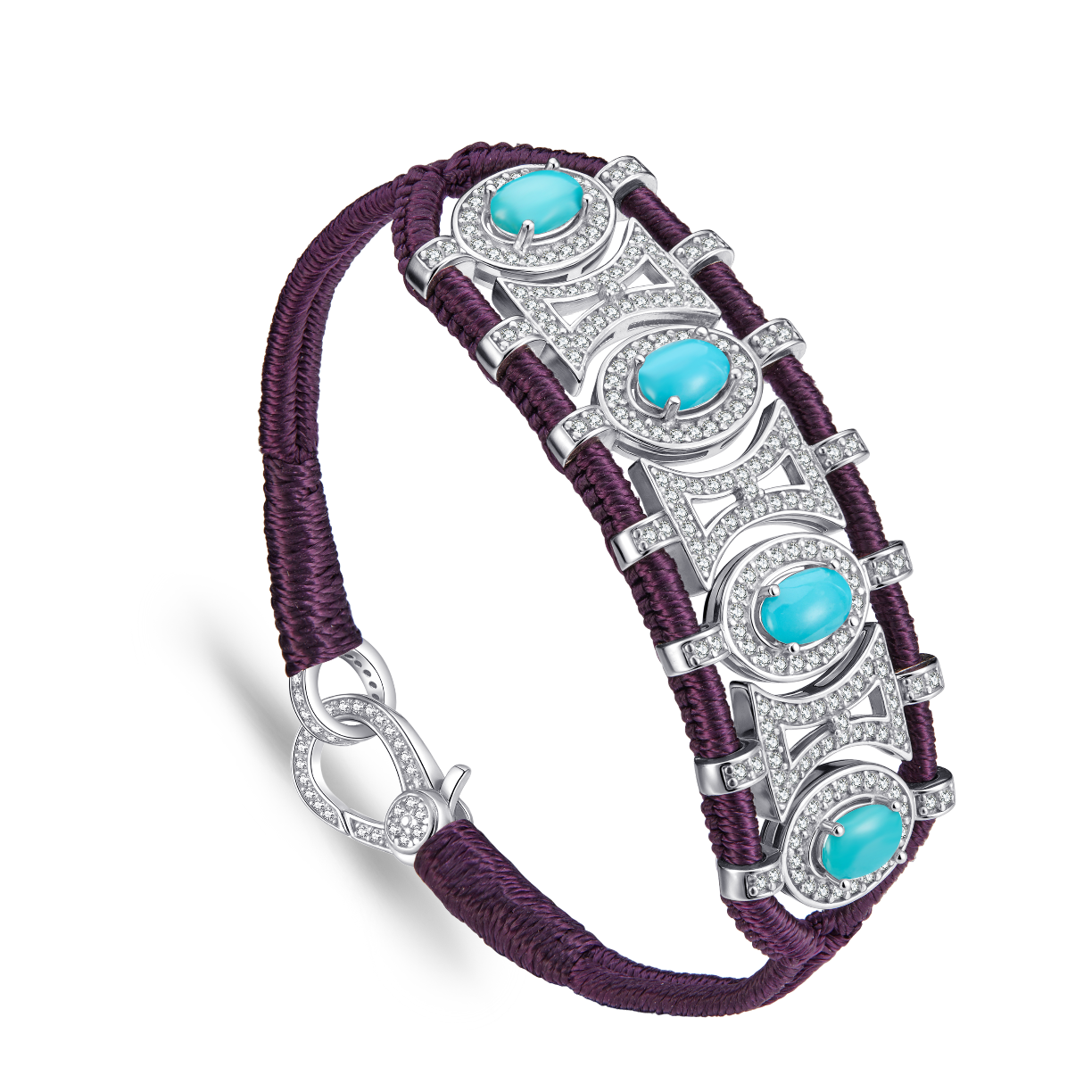 Bracelet Olinda aubergine - turquoises