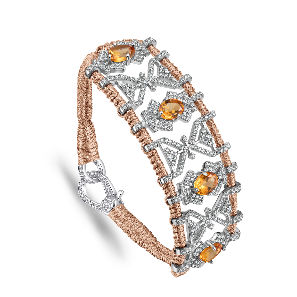 Bracelet Fortalezza Pink Gold - Citrines