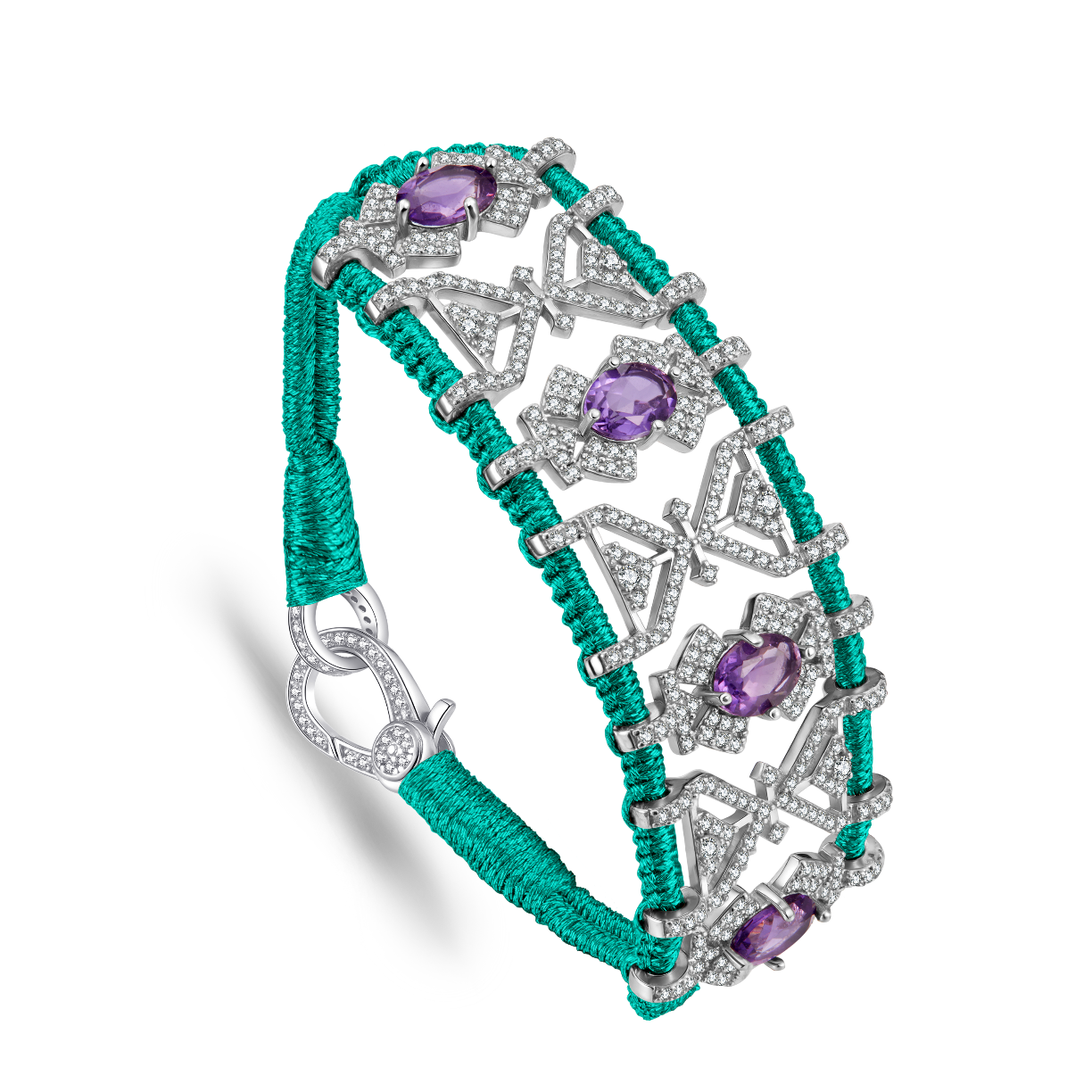 Bracelet Fortalezza Emerald - Amethysts