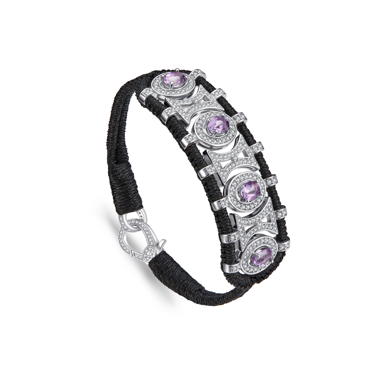 Olinda dark black bracelet - Amethysts