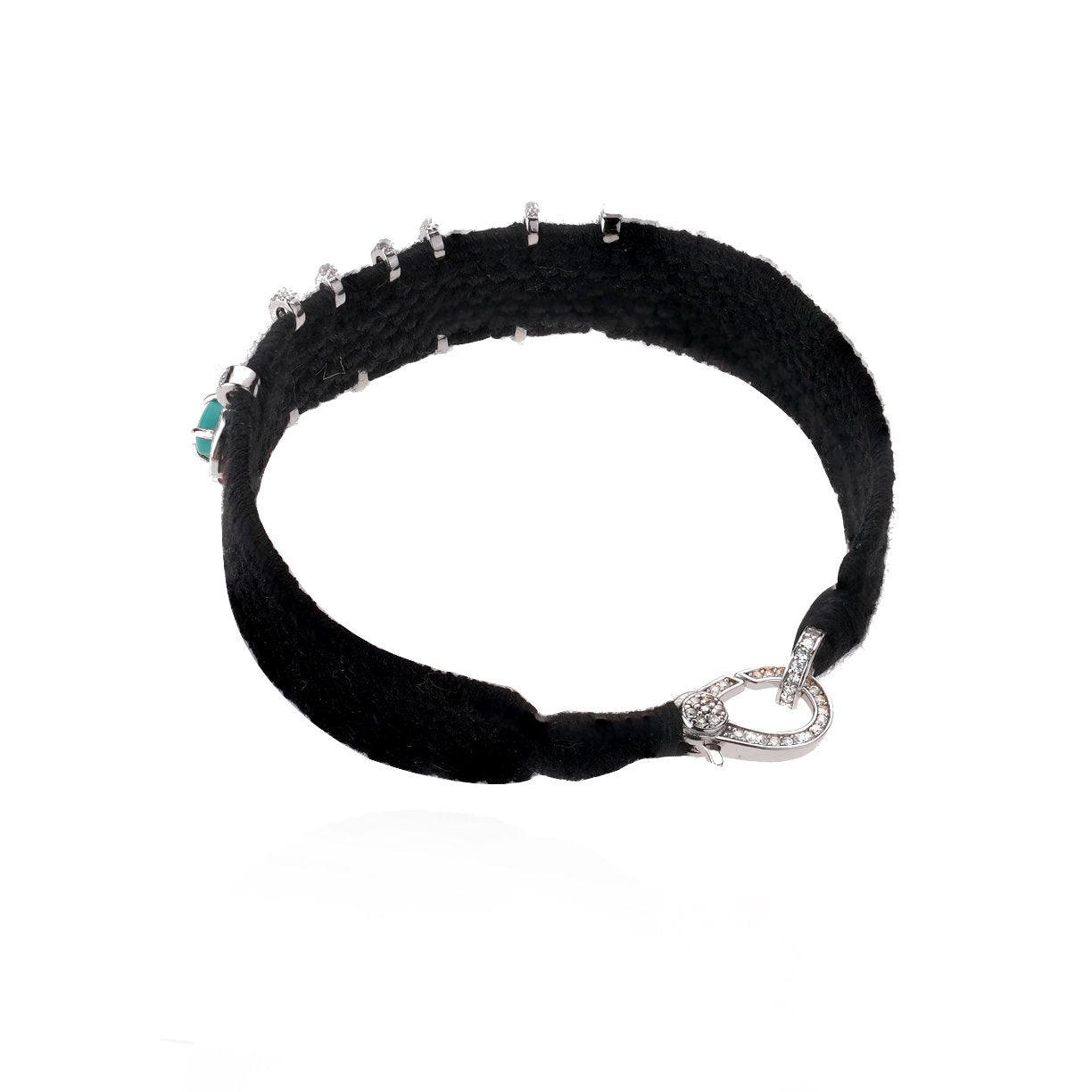 Love black bracelet in Silver - Turquoises