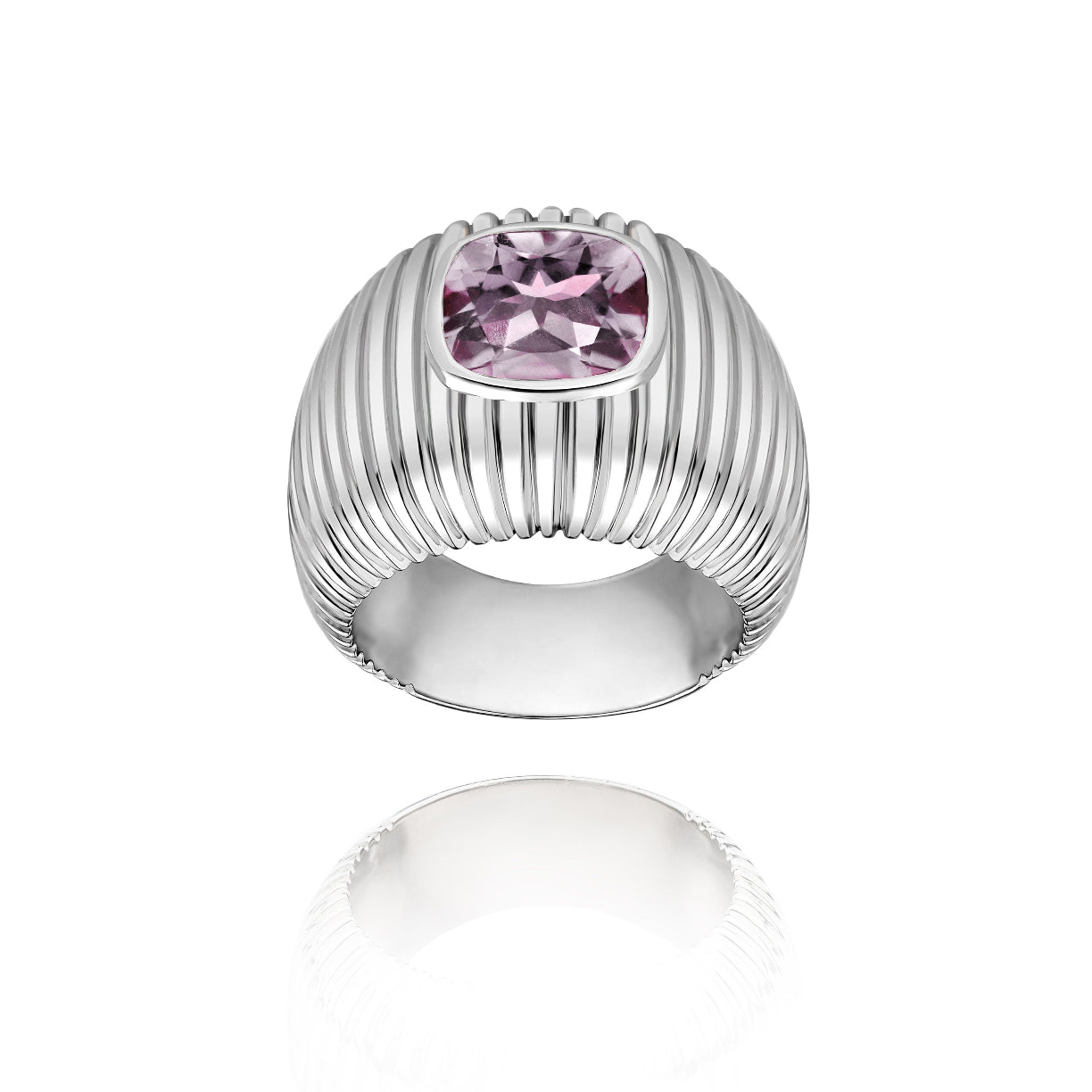 Bague Michelle quartz lavande taille coussin