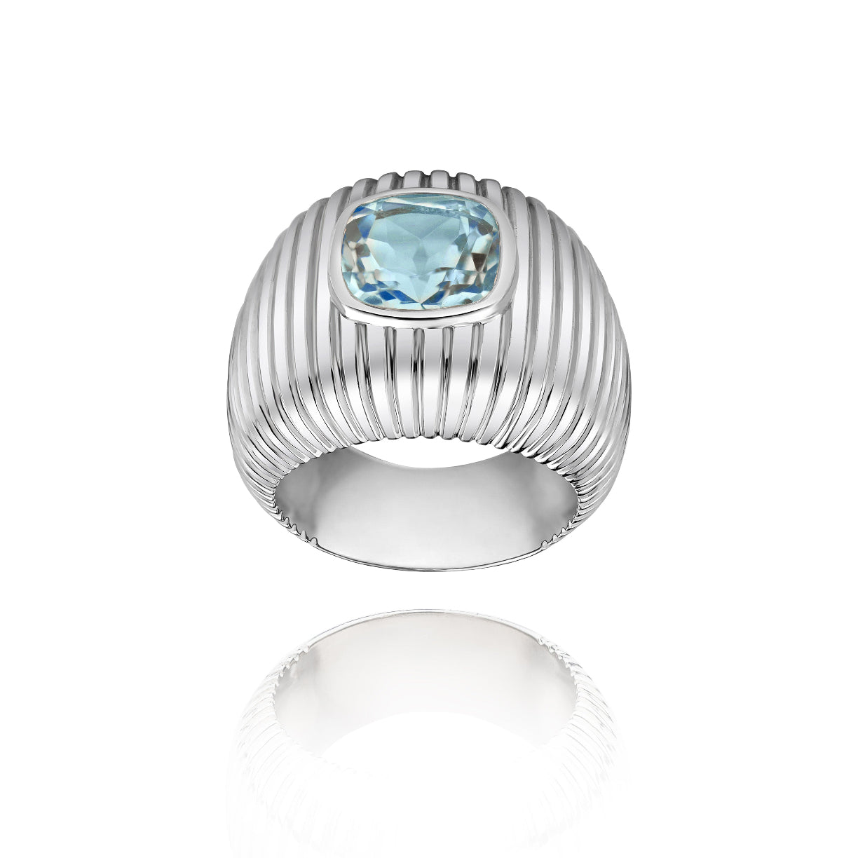 Bague Michelle topaze bleu Swiss taille coussin