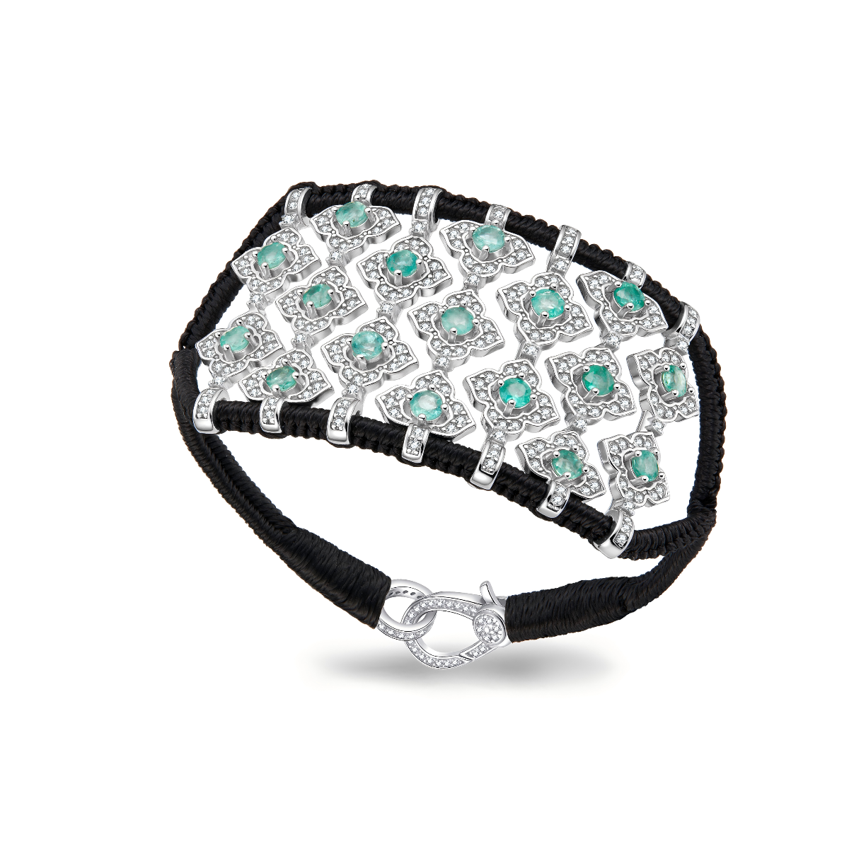 Brasilia black bracelet - Emeralds