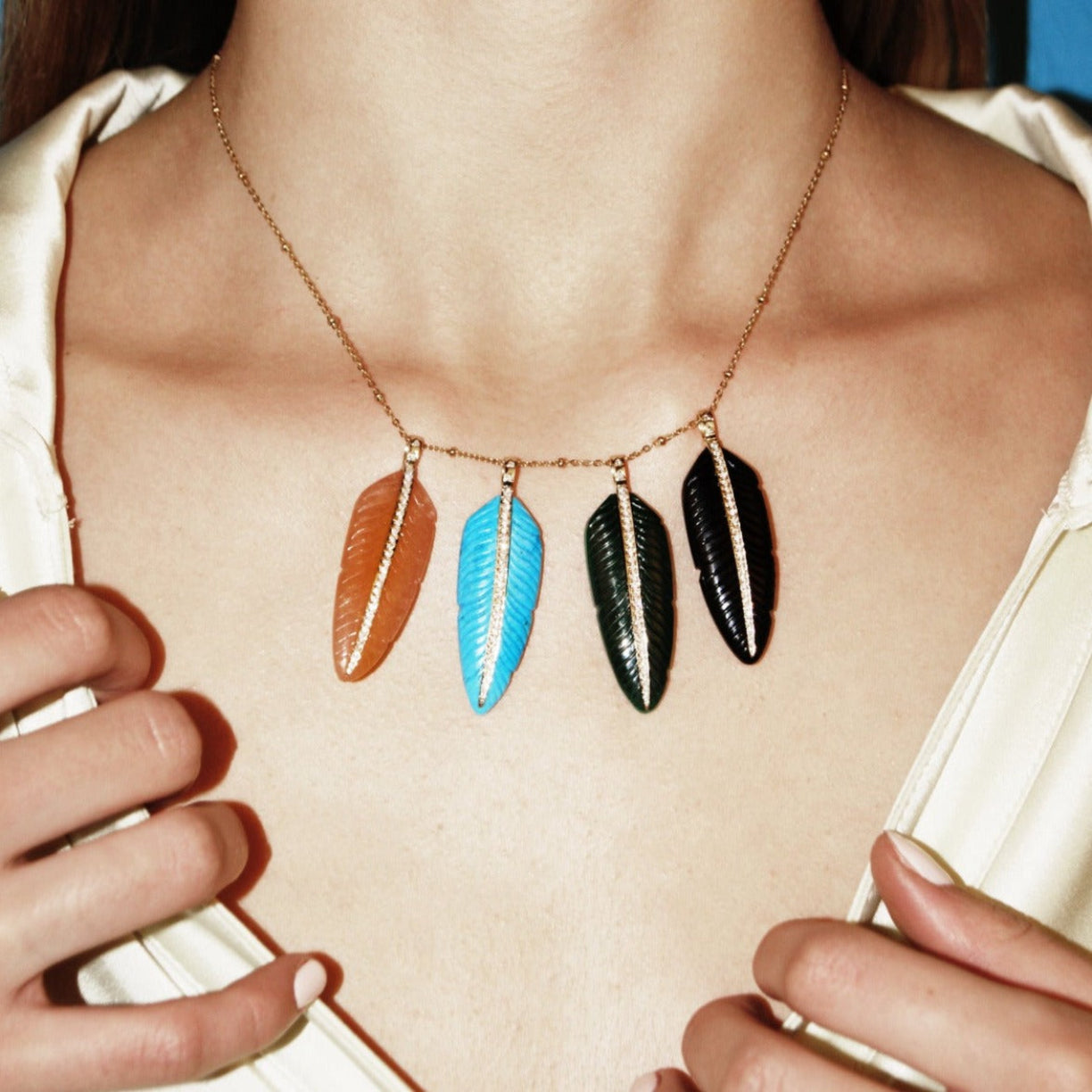 Onyx Feather Pendant