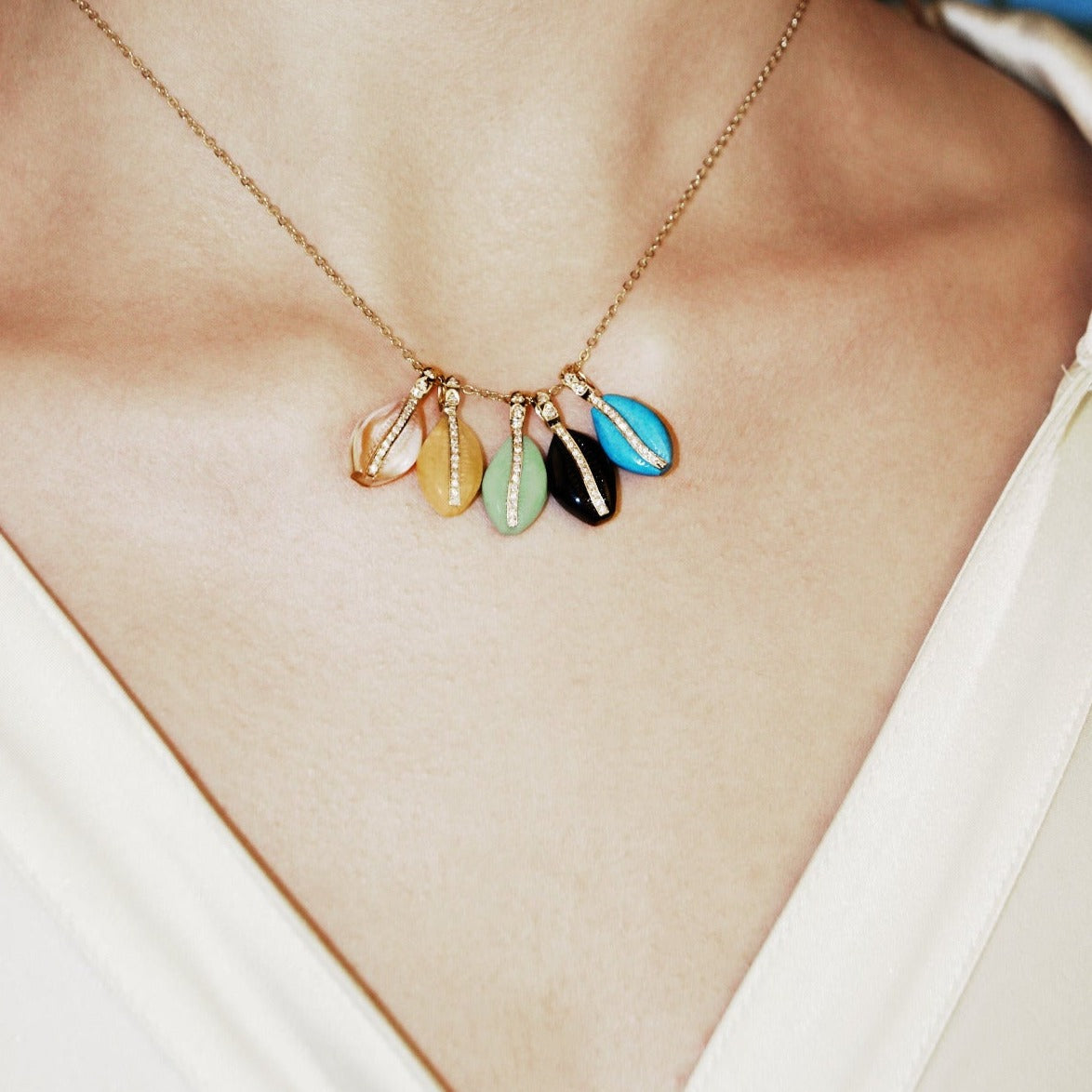 Chrysoprase Cowrie Pendant