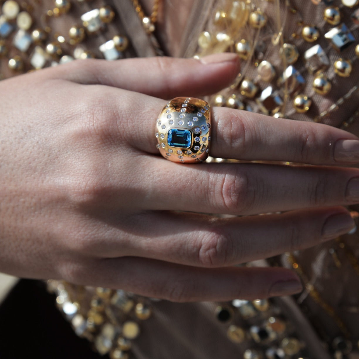 Bague Marteen Or - diamants et Topaze