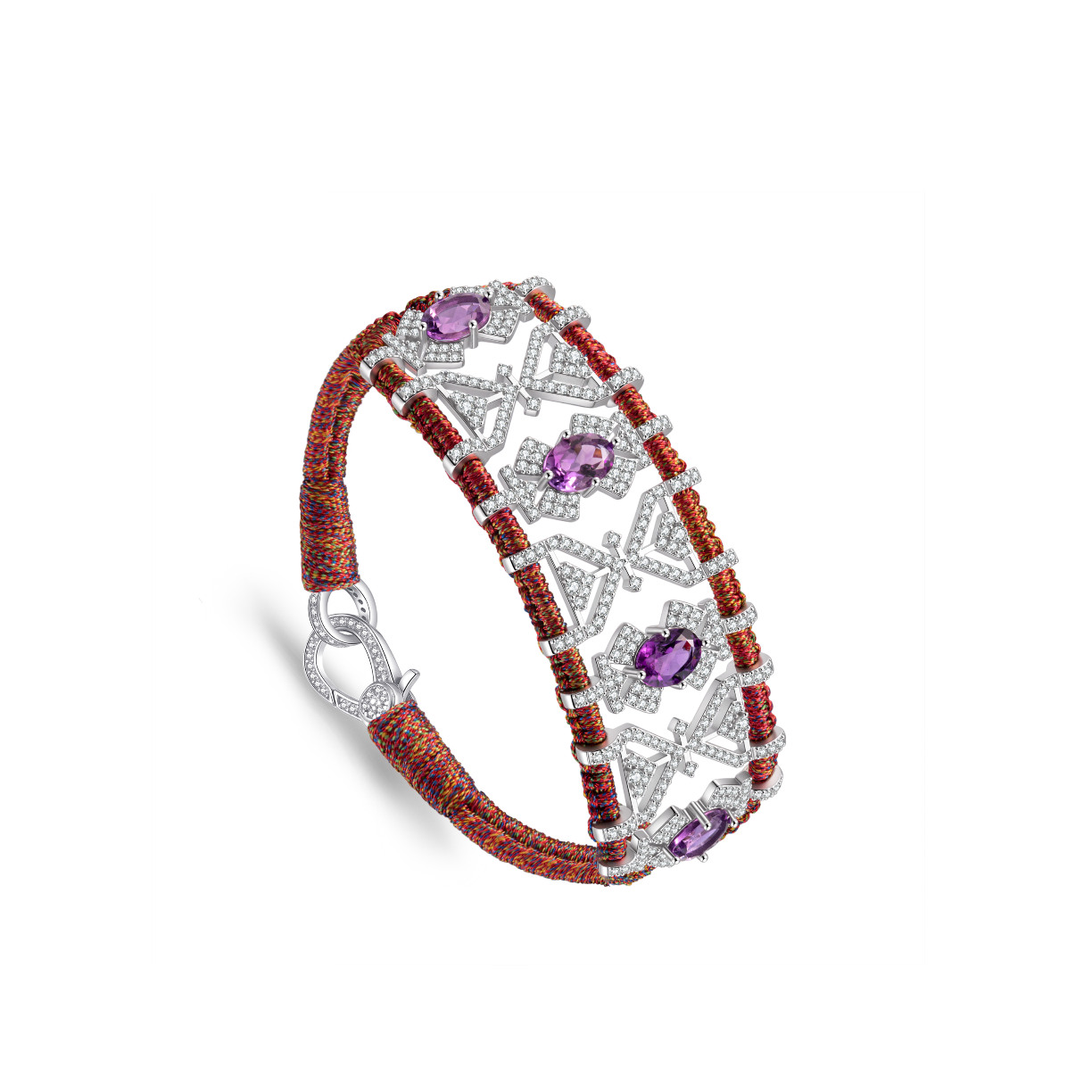 Bracelet Fortalezza Red Shanti - Amethysts