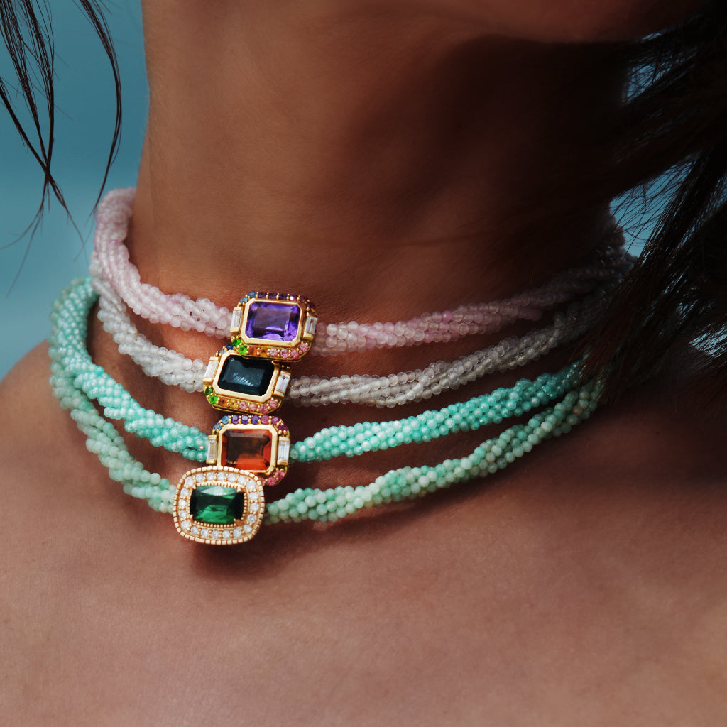 Twist White Agate Necklace - Topaze