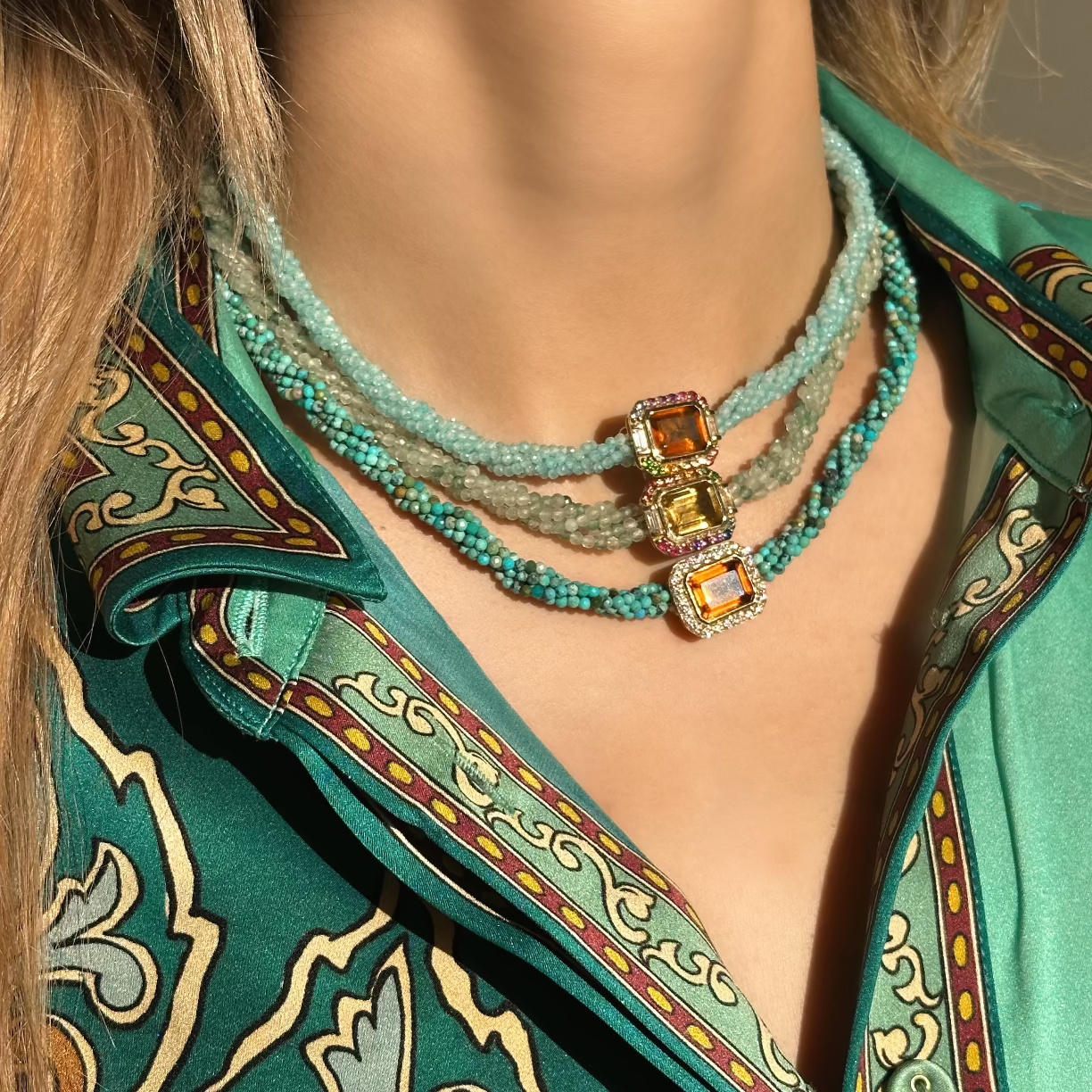 Twist Fluorine Necklace - Citrine