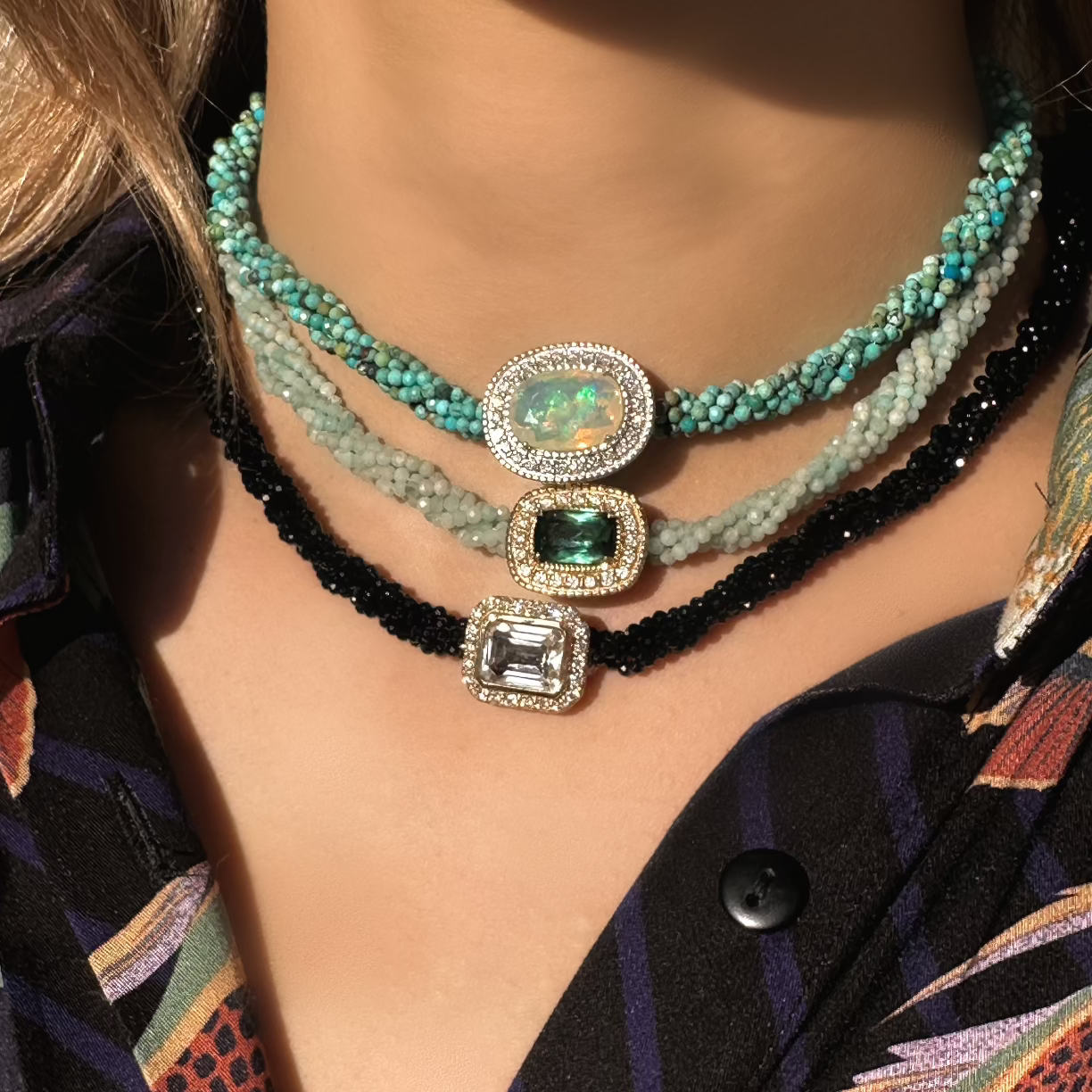 Twist Amazonite Necklace - Tourmaline