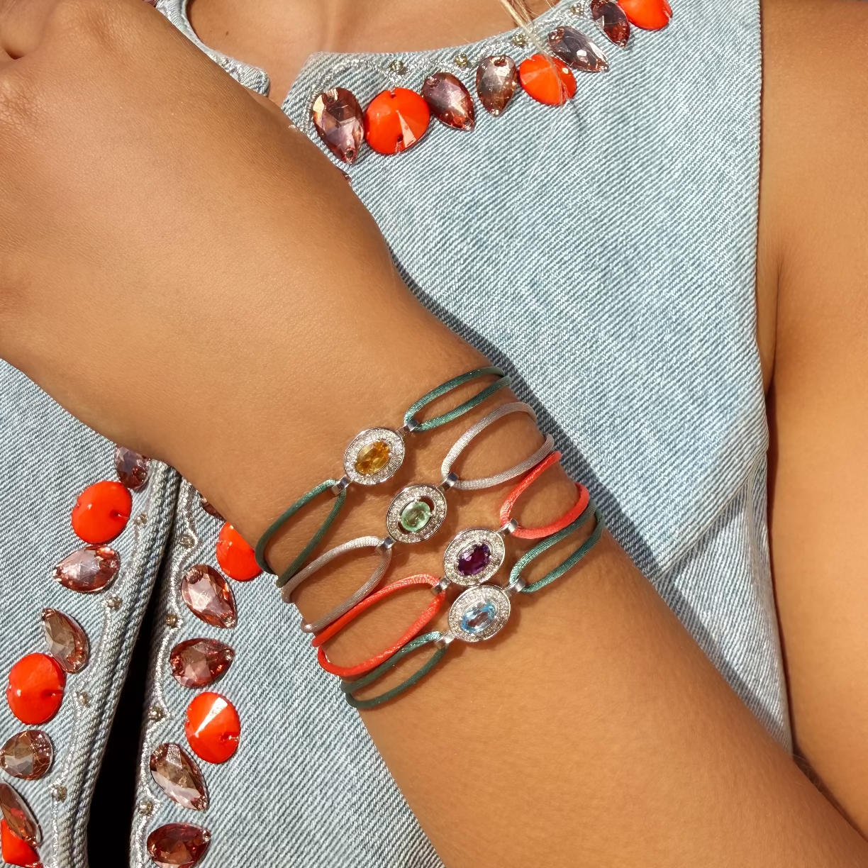 neon-orange forever bracelet - amethyst
