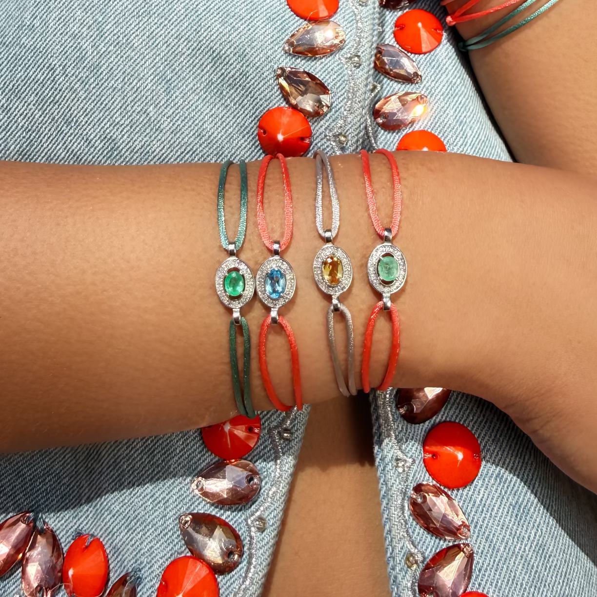 neon orange forever bracelet - emerald