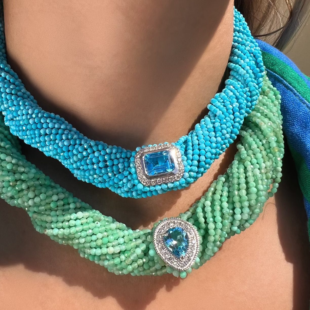 Tornado Mint Necklace - Blue swiss Topaze