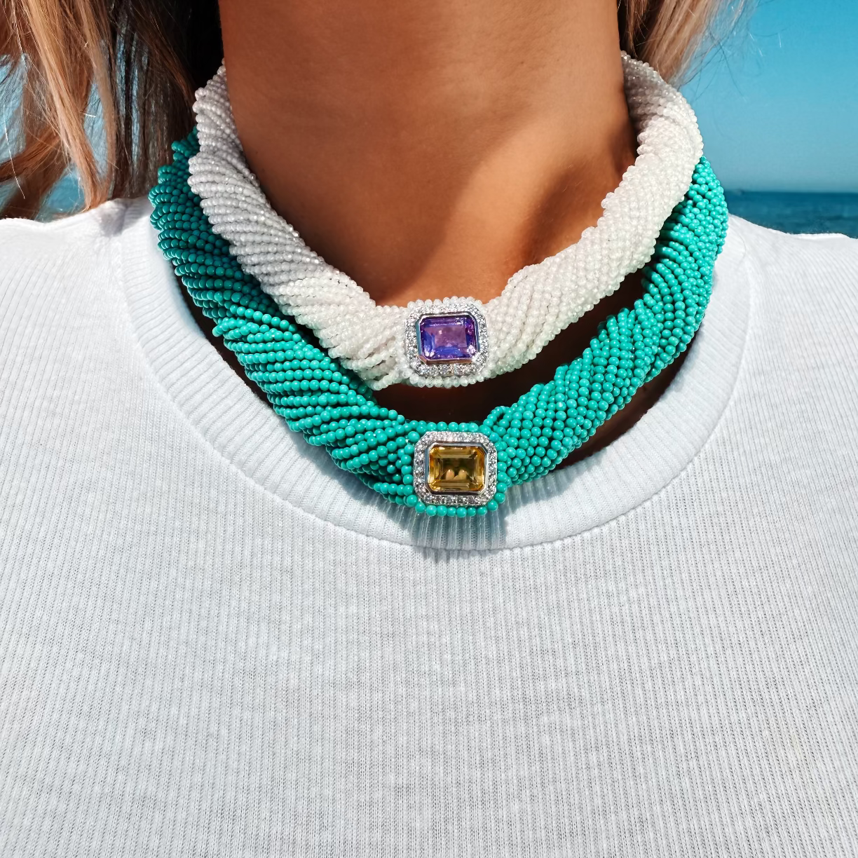 Tornado White Necklace - Topaz
