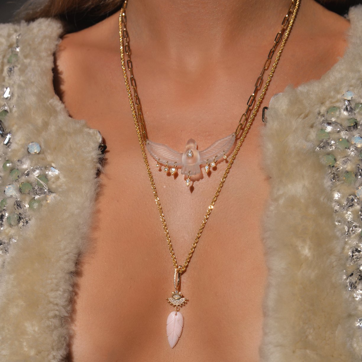 Pendentif Cesar Opale Rose