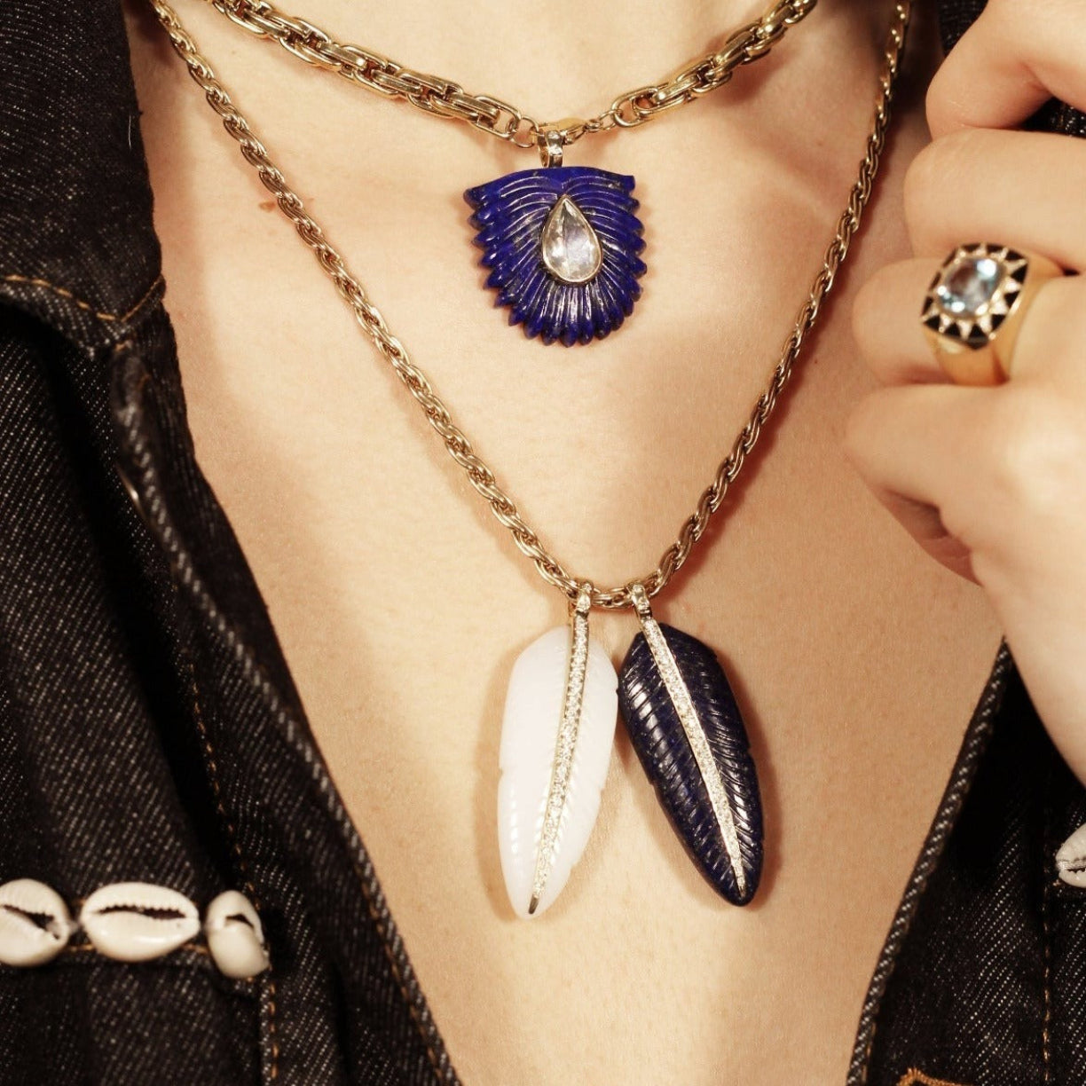 Pendentif Plume Lapis