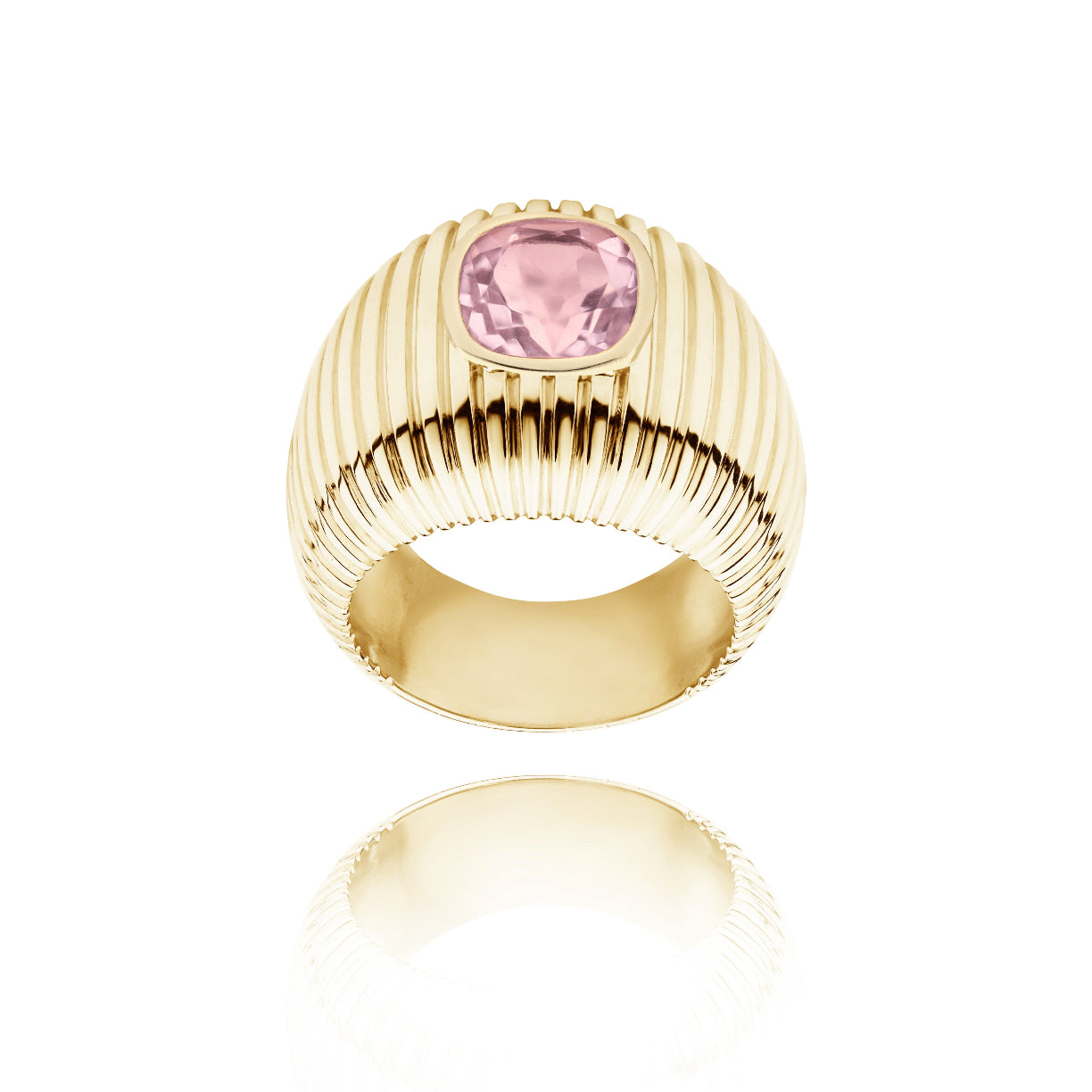 Michelle cushion-size Pink quartz ring