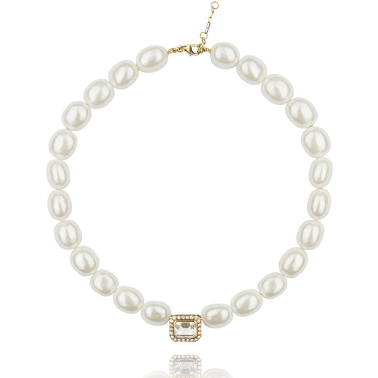 Collier Molly perles de coquillages blancs et or