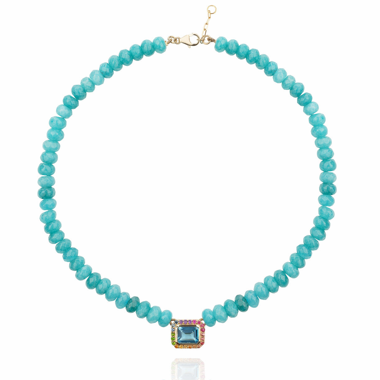 Molly necklace with Amazonite and gold beads - topaz