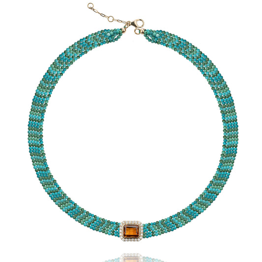 Collier molly turquoise et or