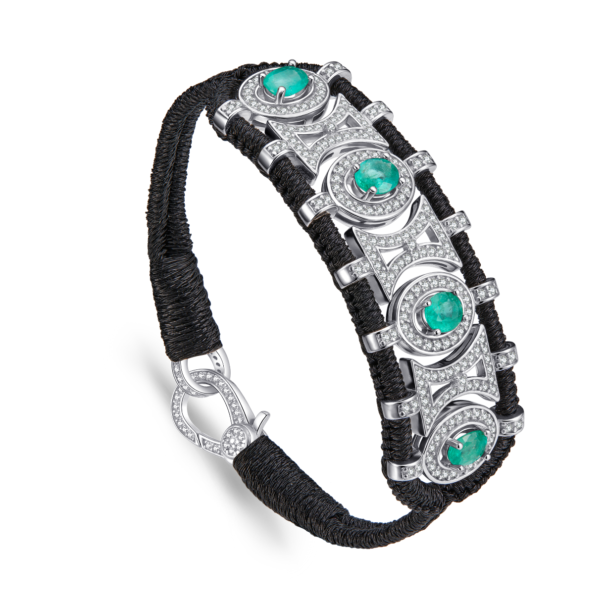 Olinda dark black bracelet - Emeralds