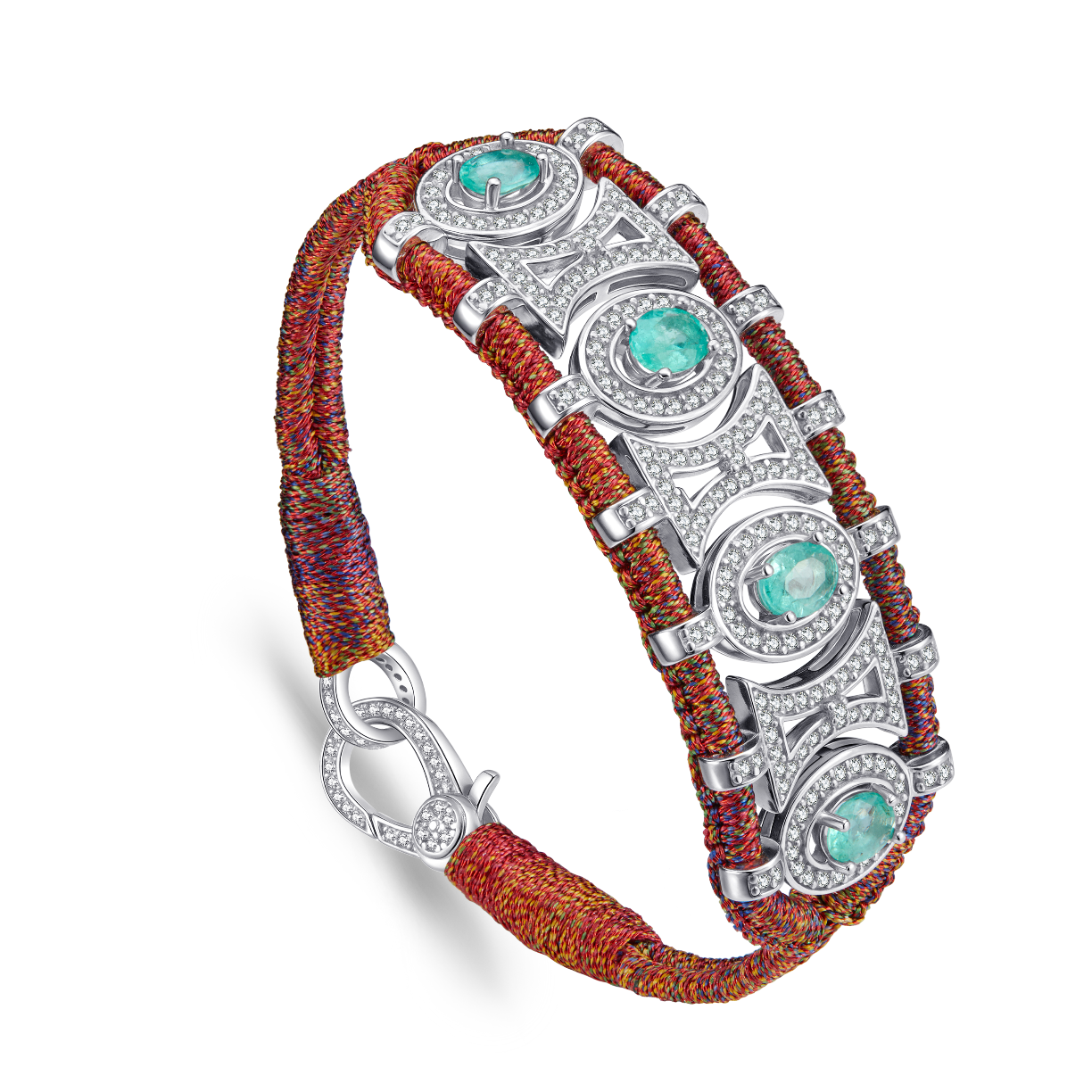 Olinda red shanti bracelet - Emeralds