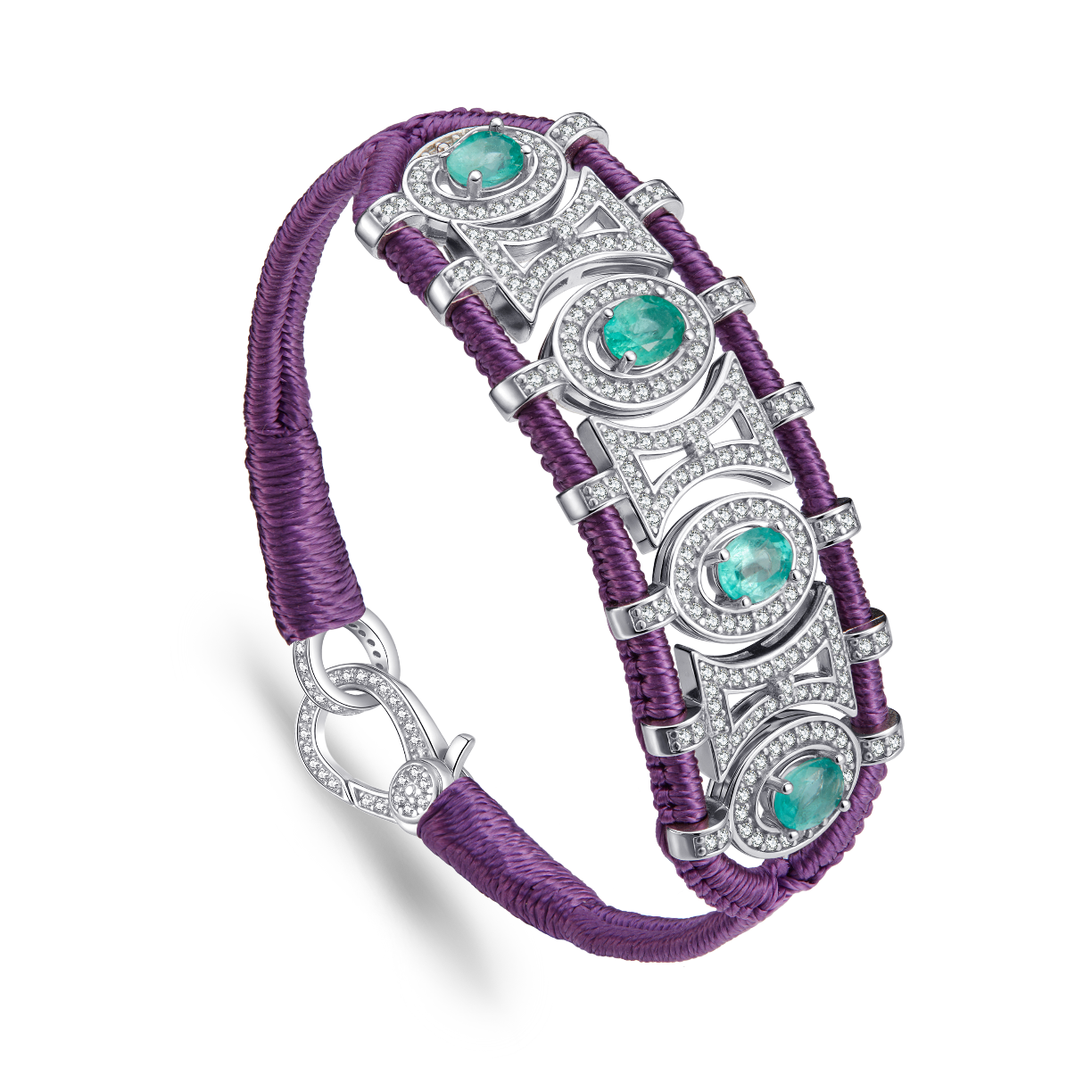 Bracelet Olinda violet - émeraudes