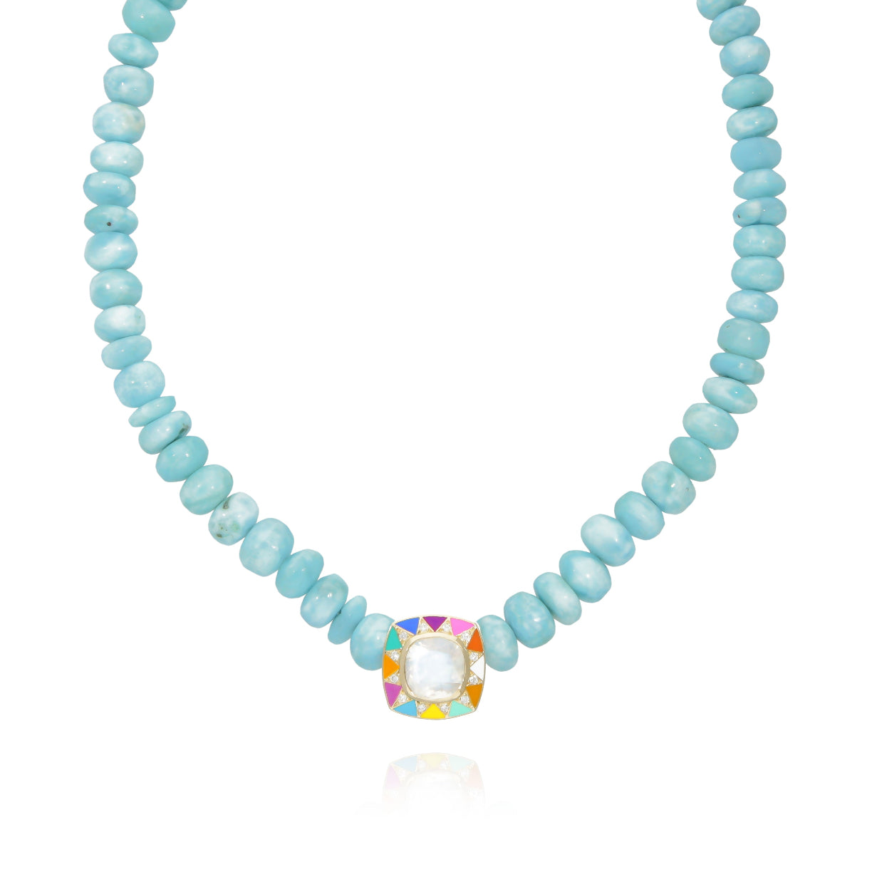 Stella larimar and rainbow enamel necklace