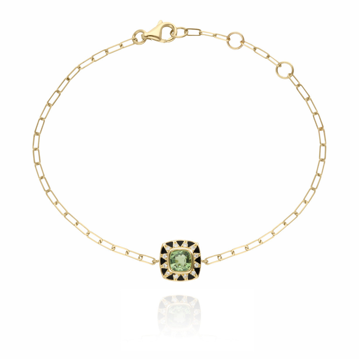 Stella Black bracelet, diamonds and green amethyst
