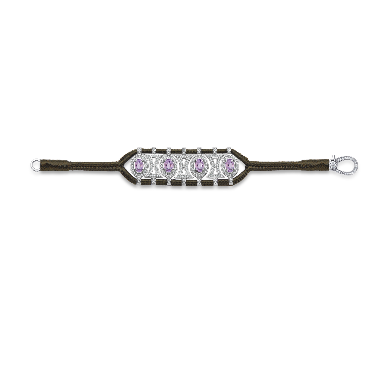 Olinda khaki bracelet - Amethysts