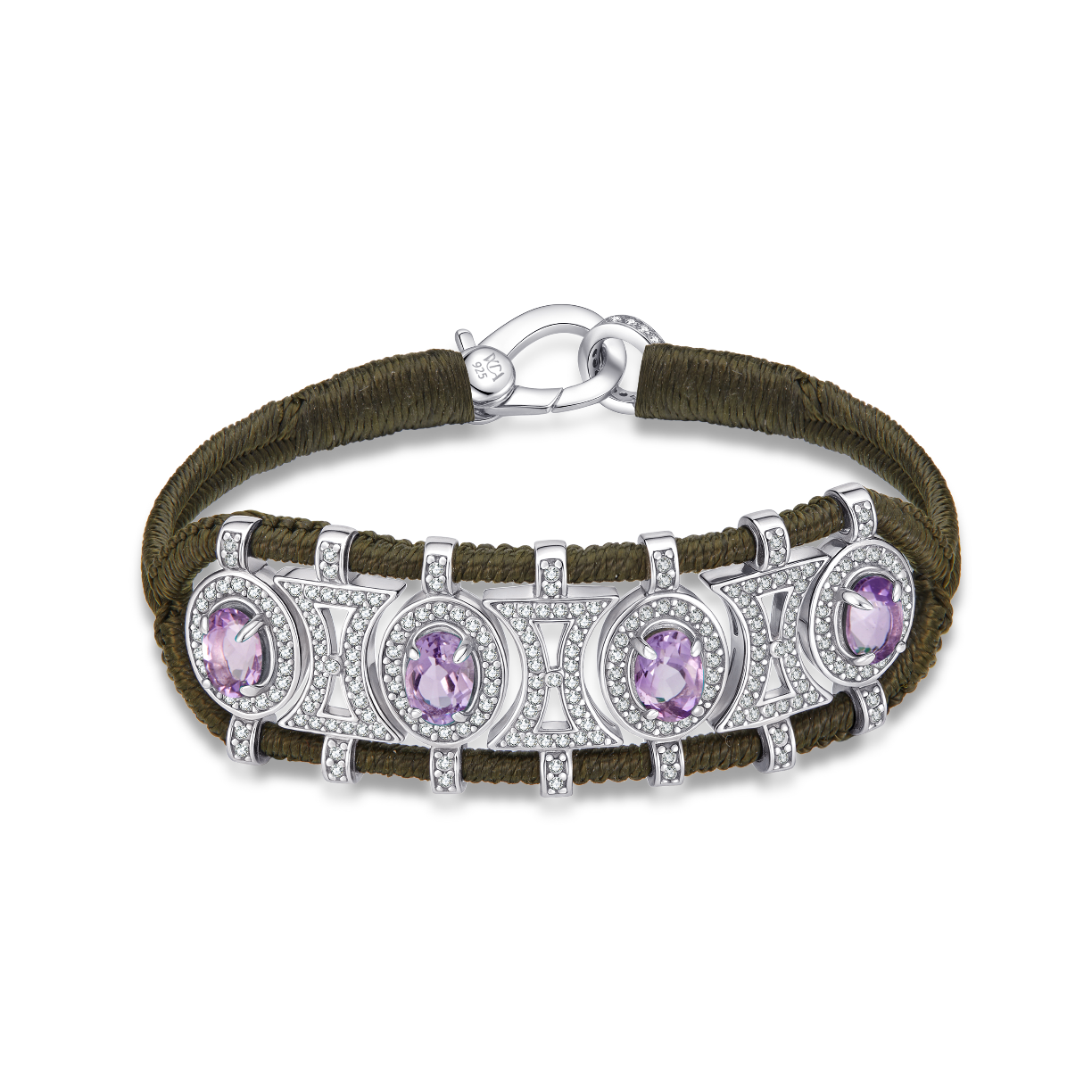 Olinda khaki bracelet - Amethysts