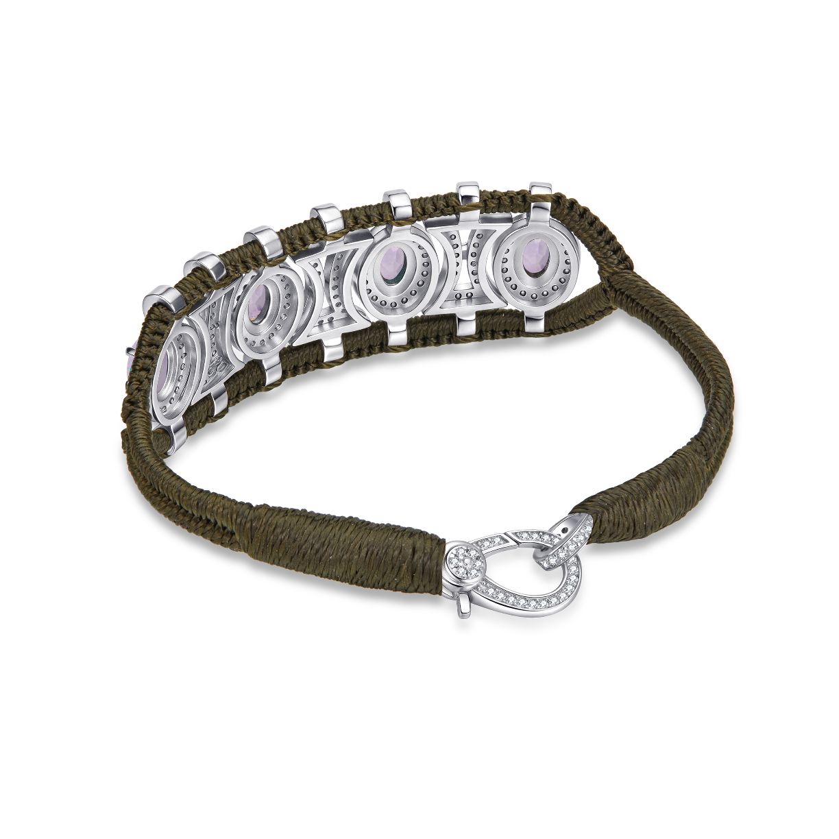 Olinda khaki bracelet - Amethysts