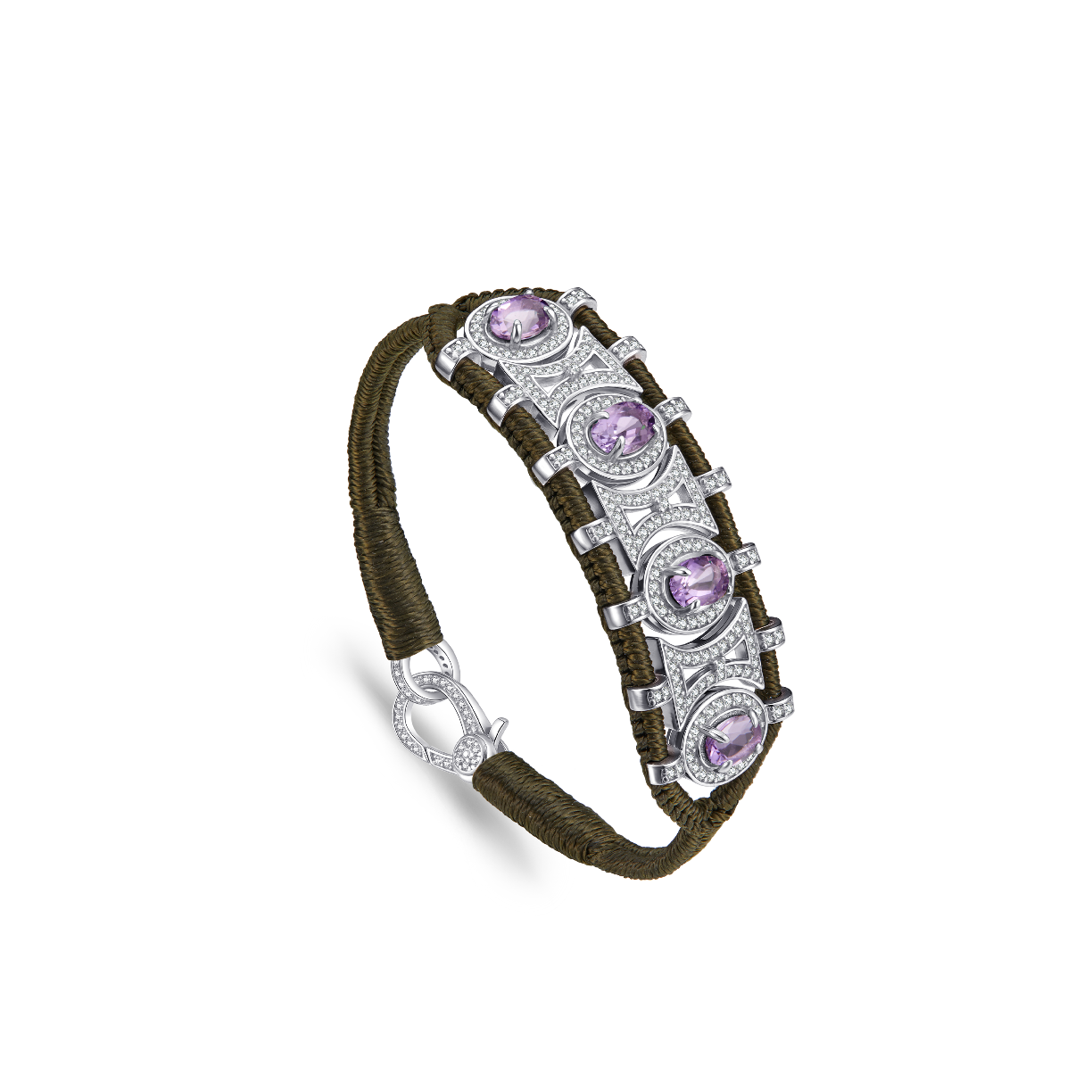 Olinda khaki bracelet - Amethysts