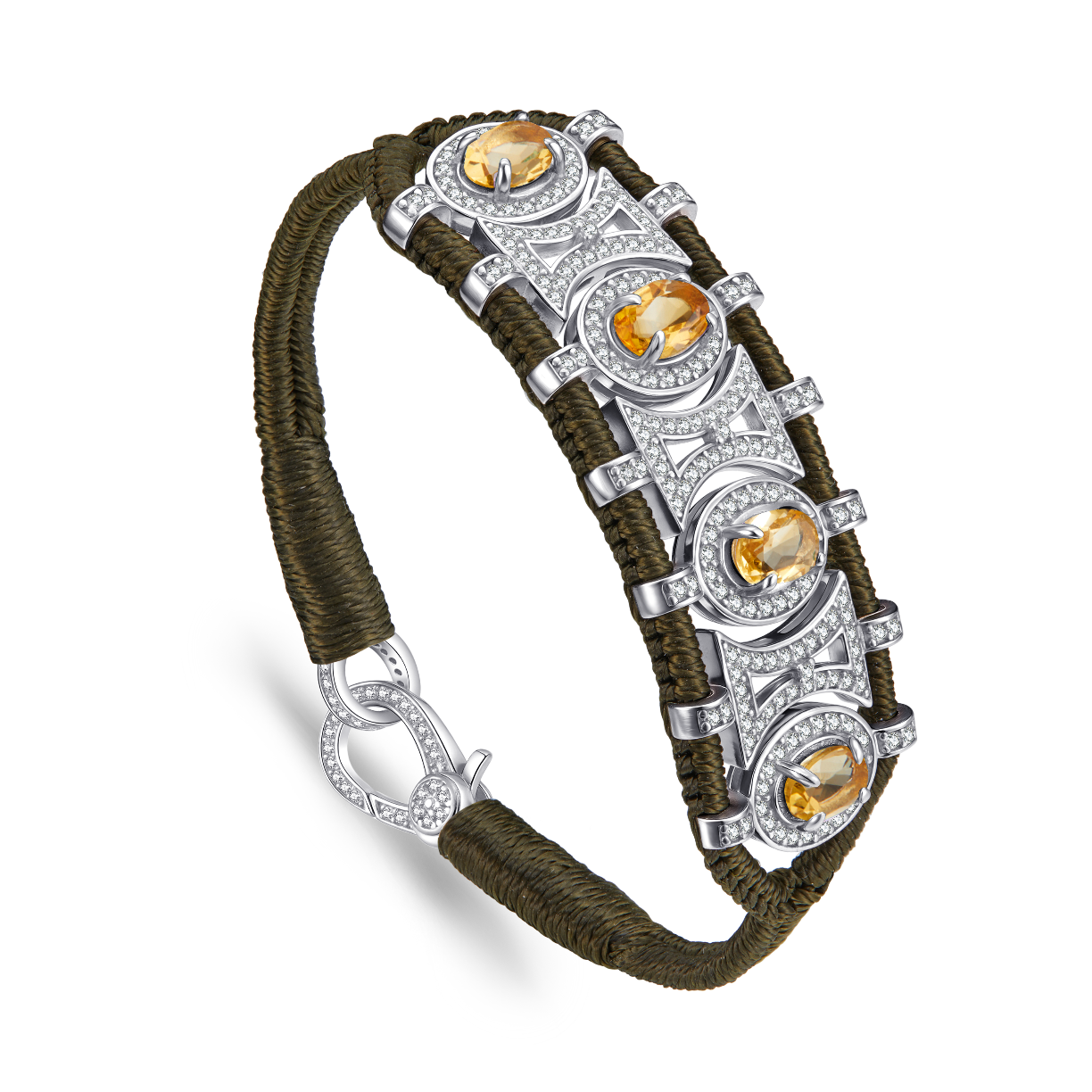 Bracelet Olinda kaki - Citrines