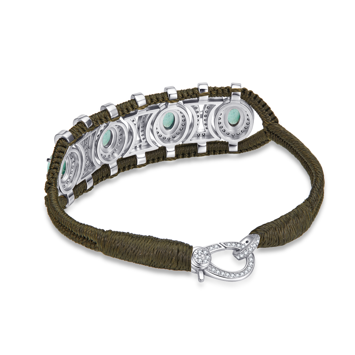 Olinda khaki bracelet - Emeralds